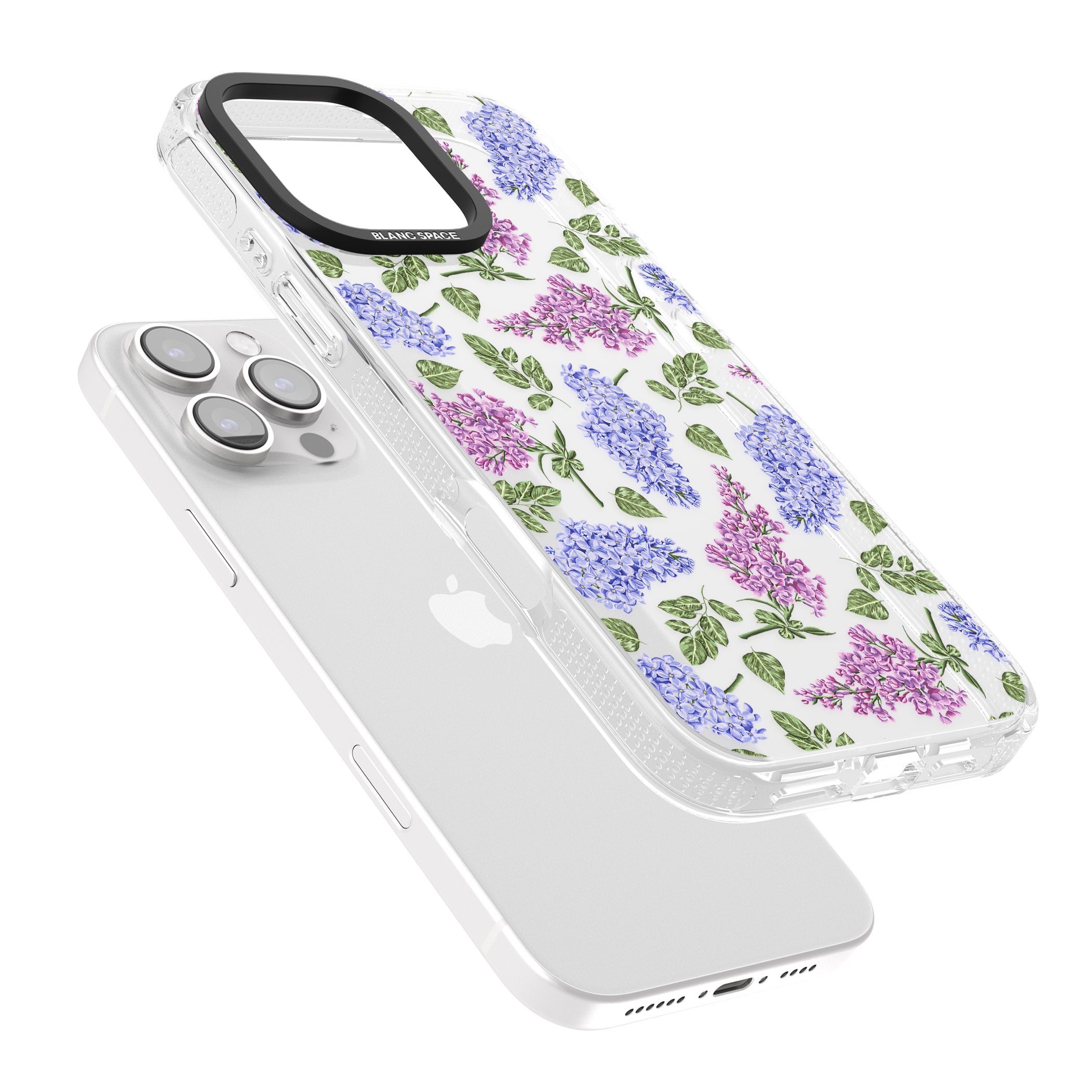 Purple Blossoms Transparent Floral iPhone 16 Pro Max / 16 Pro Clear Case Impact Air - Blanc Space