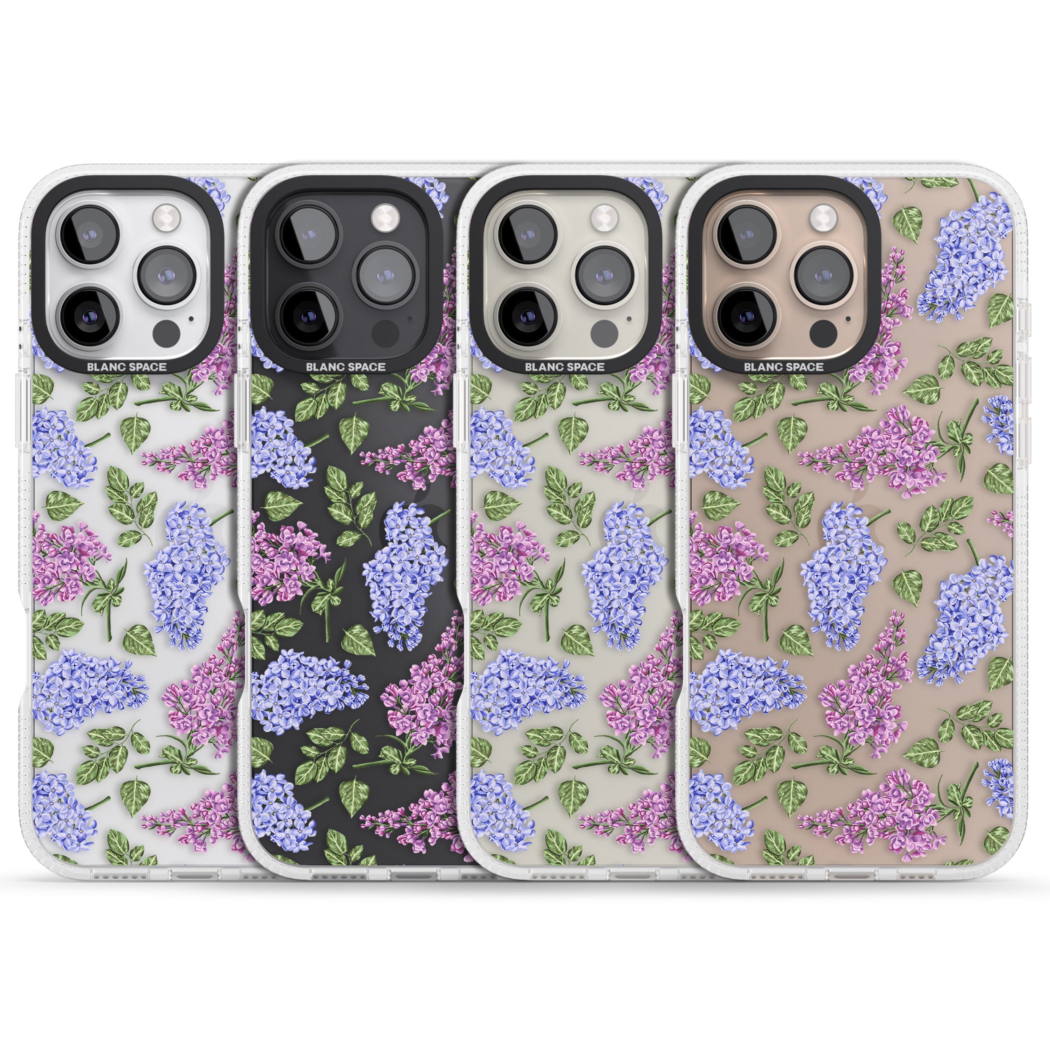 Purple Blossoms Transparent Floral iPhone 16 Pro Max / 16 Pro Clear Case Impact Air - Blanc Space