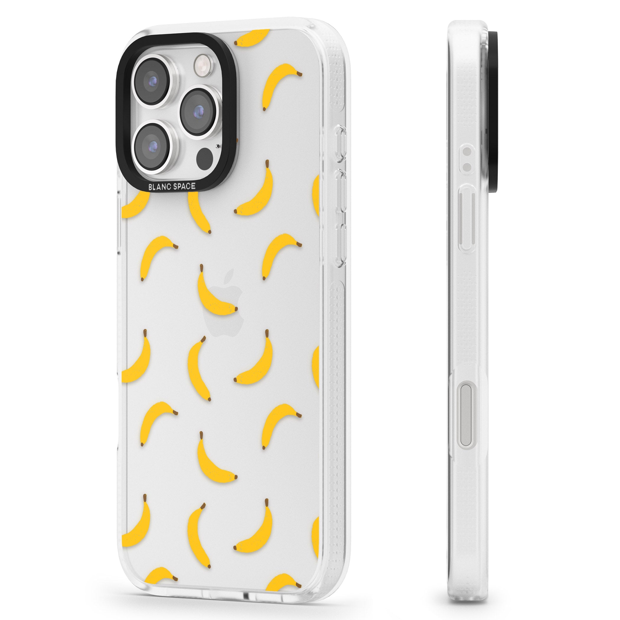 Banana Pattern iPhone 16 Pro Max / 16 Pro Clear Case Impact Air - Blanc Space
