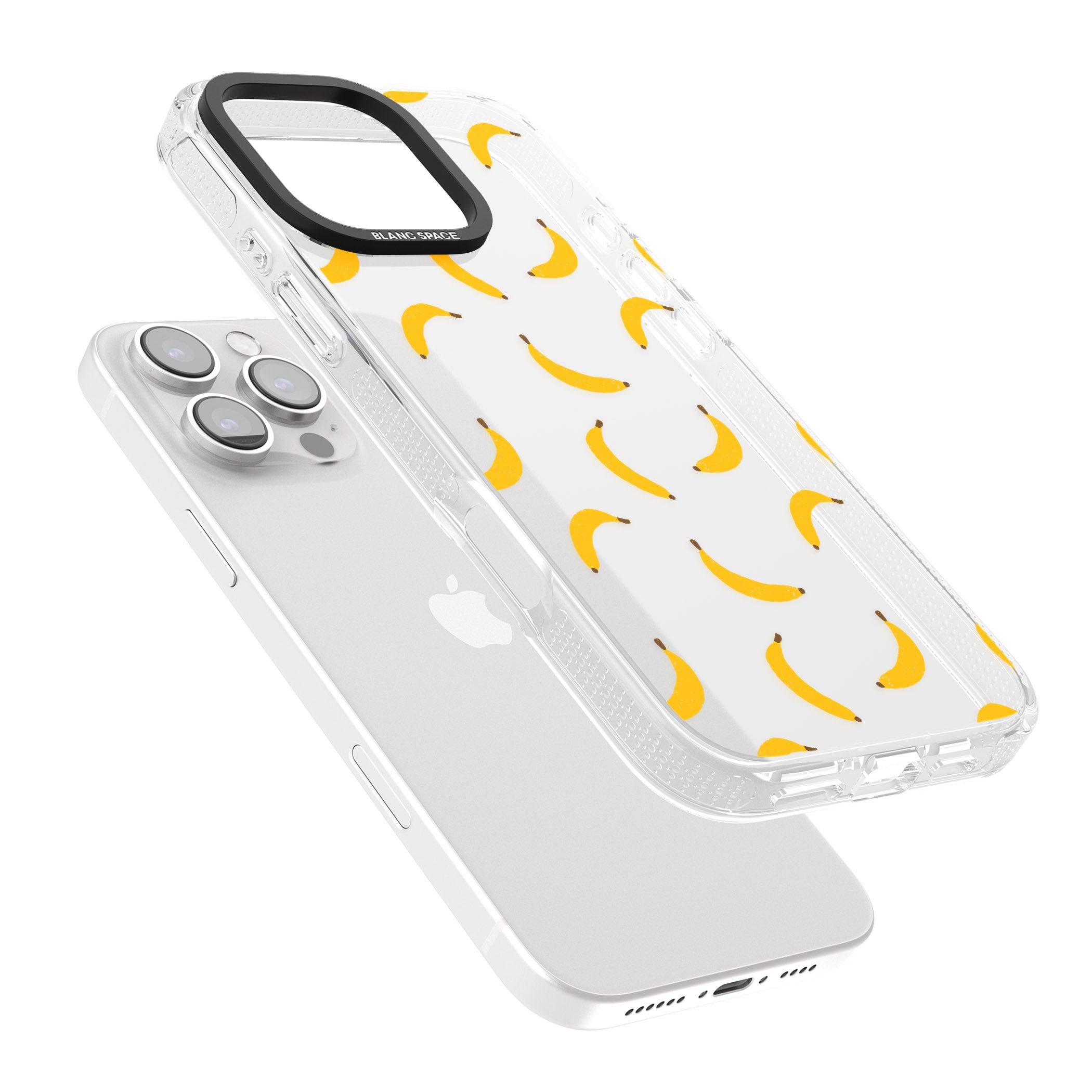 Banana Pattern iPhone 16 Pro Max / 16 Pro Clear Case Impact Air - Blanc Space