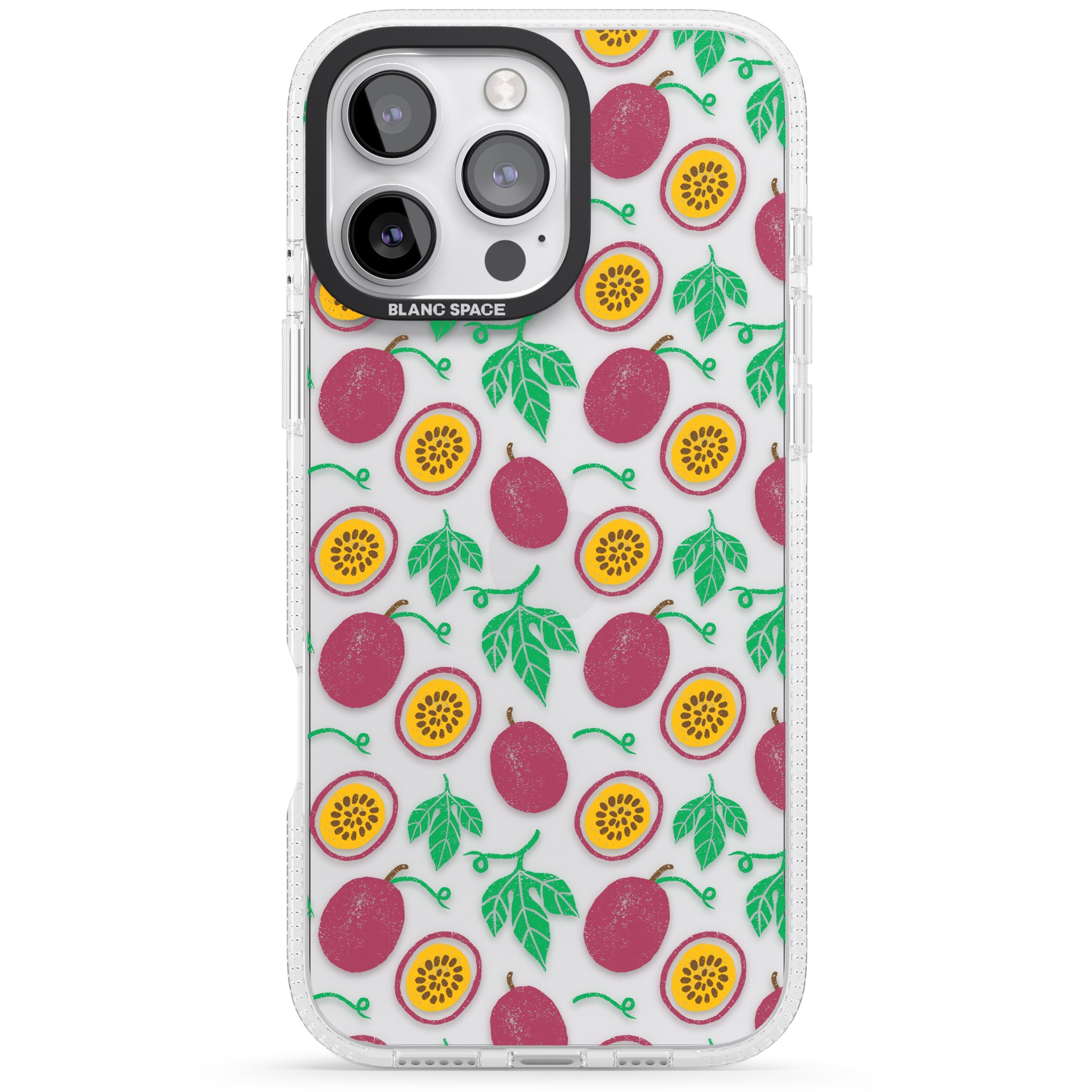 Passion Fruit Pattern iPhone 16 Pro Max / 16 Pro Clear Case Impact Air - Blanc Space