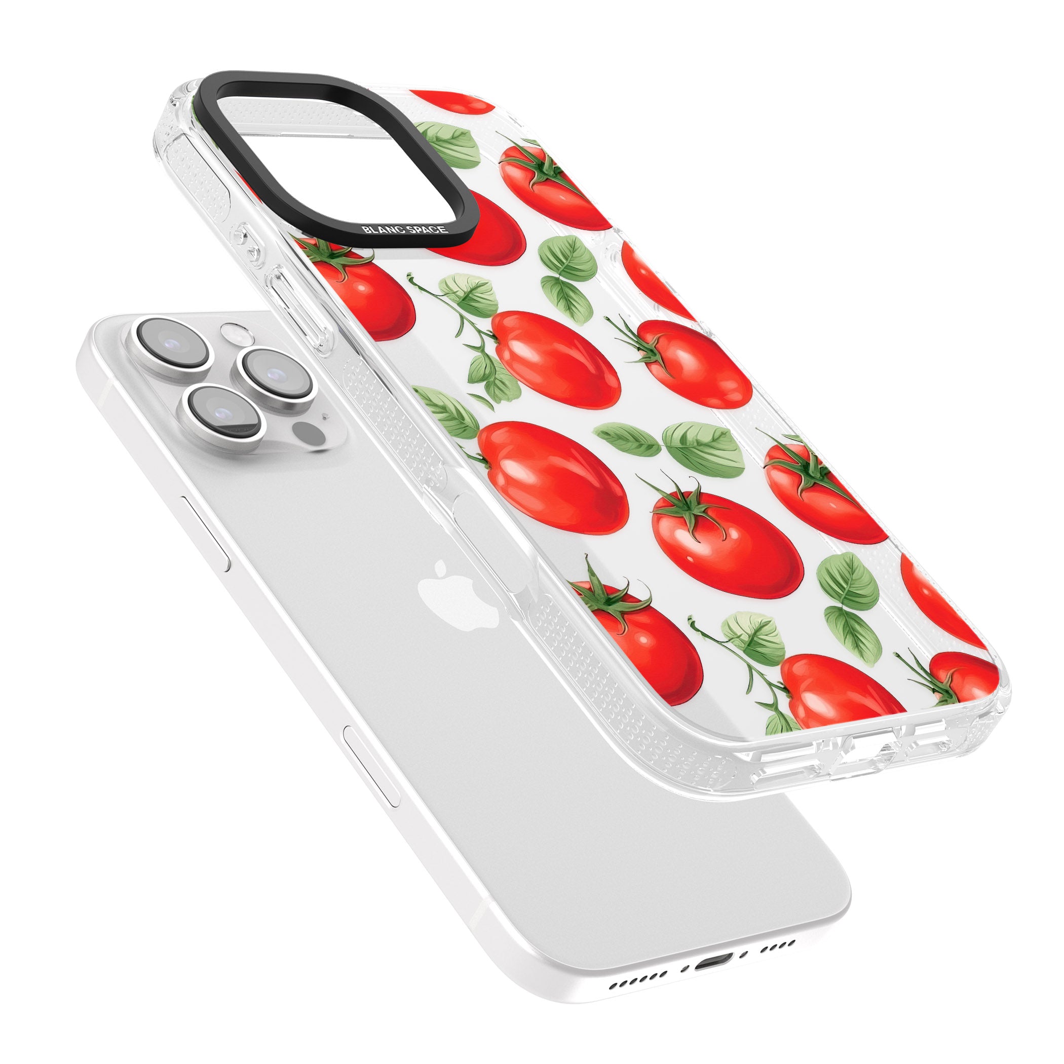 Tomato Pattern iPhone 16 Pro Max / 16 Pro Clear Case Impact Air - Blanc Space