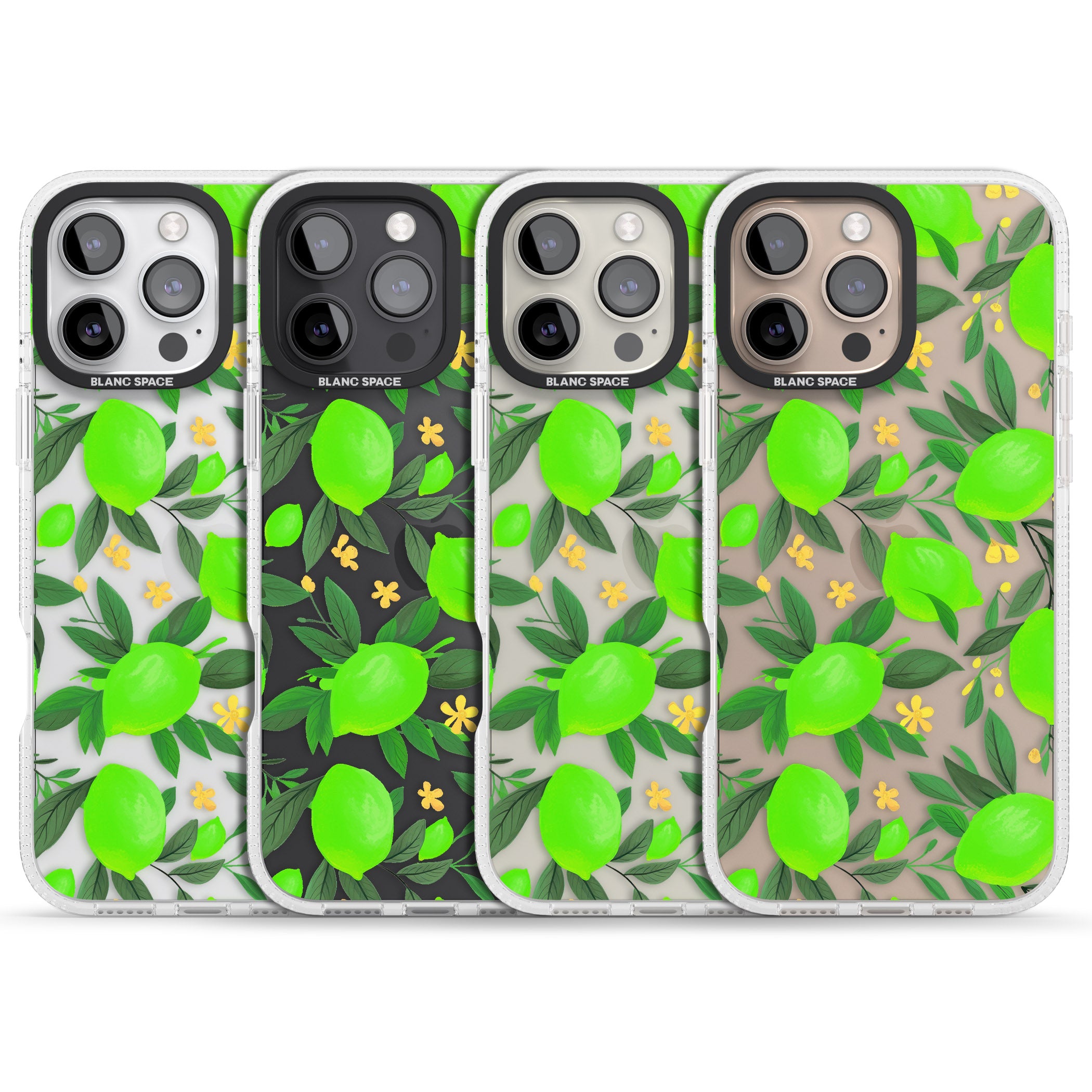 Lime Pattern iPhone 16 Pro Max / 16 Pro Clear Case Impact Air - Blanc Space