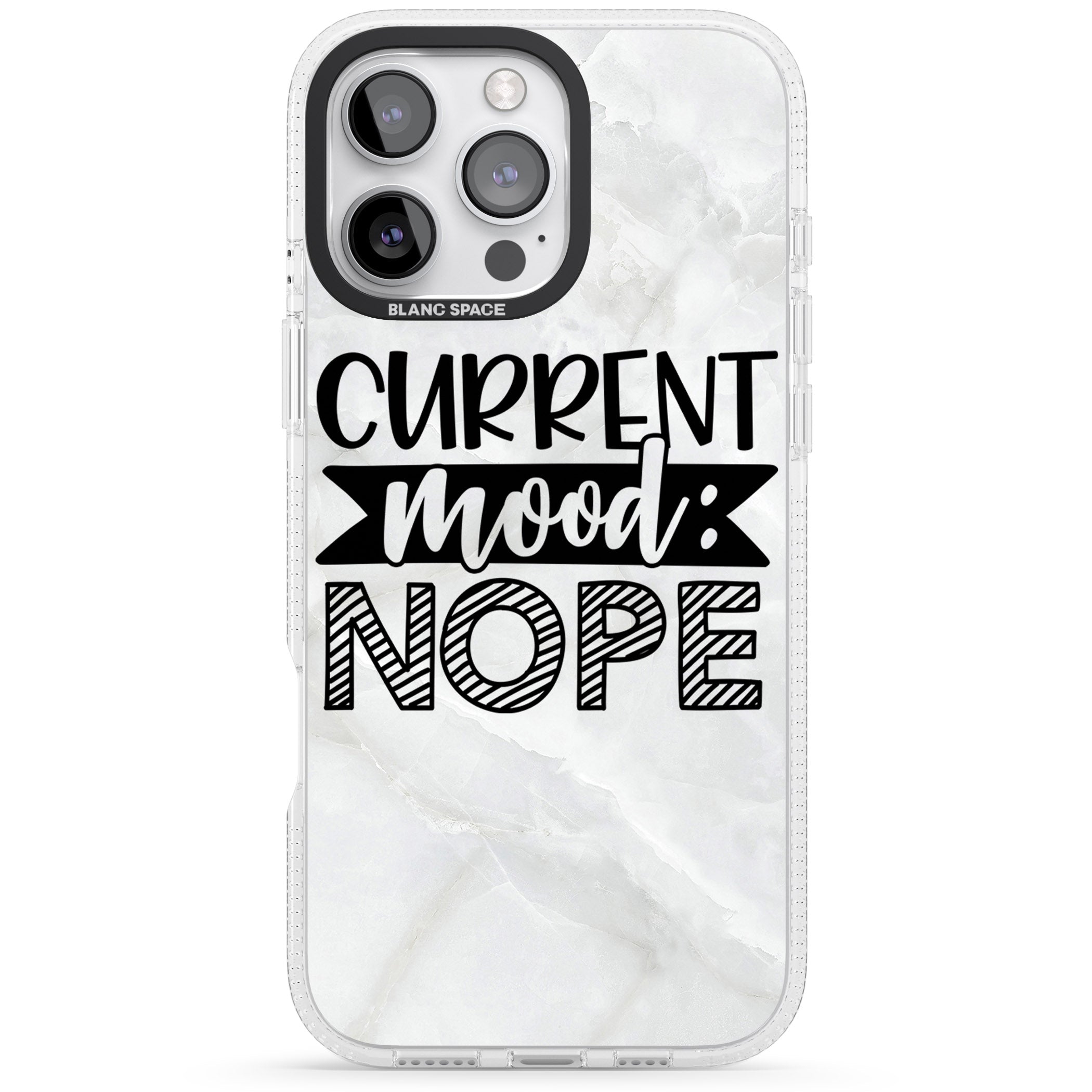 Current Mood NOPE iPhone 16 Pro Max / 16 Pro Clear Case Impact Air - Blanc Space