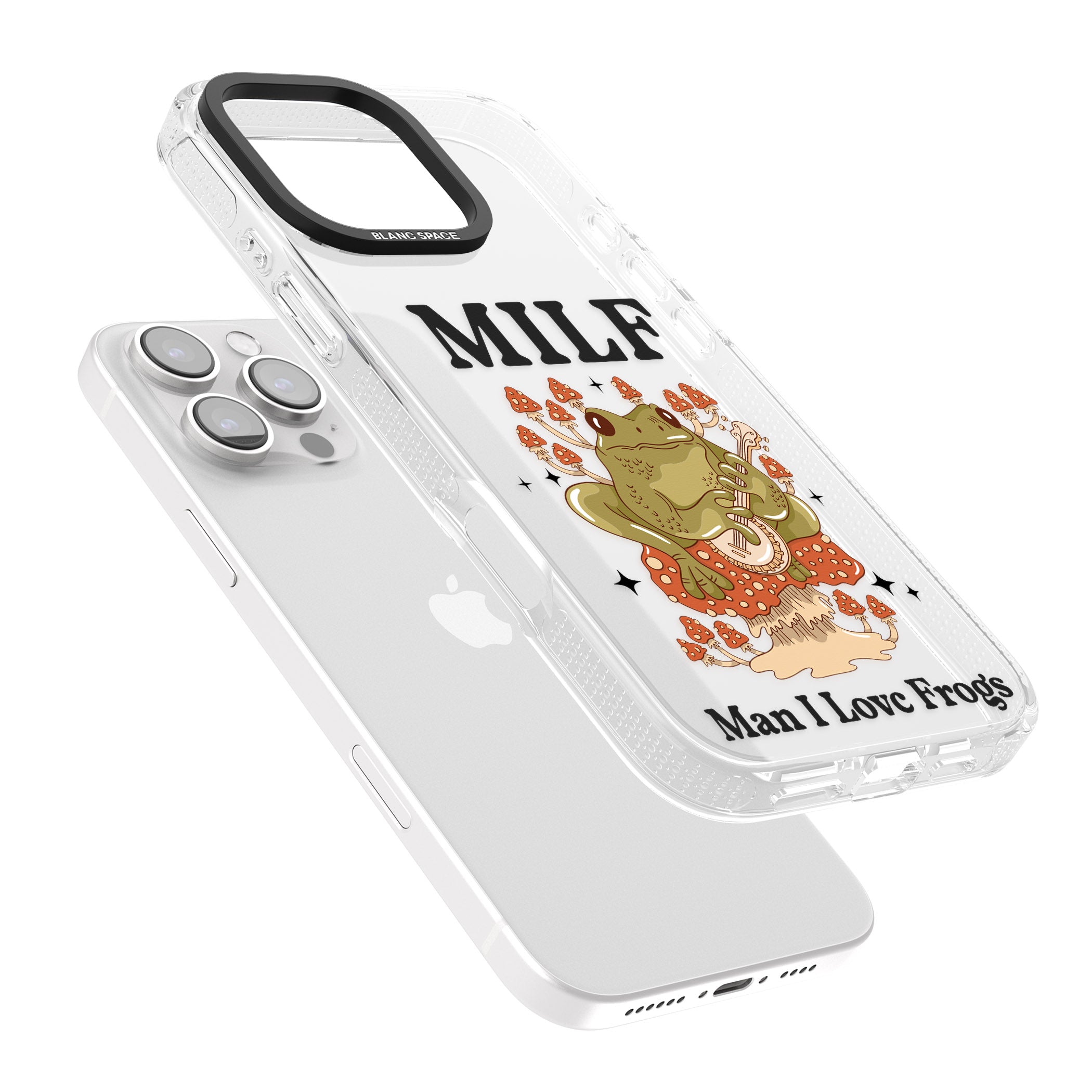 Man I Love Frogs iPhone 16 Pro Max / 16 Pro Clear Case Impact Air - Blanc Space