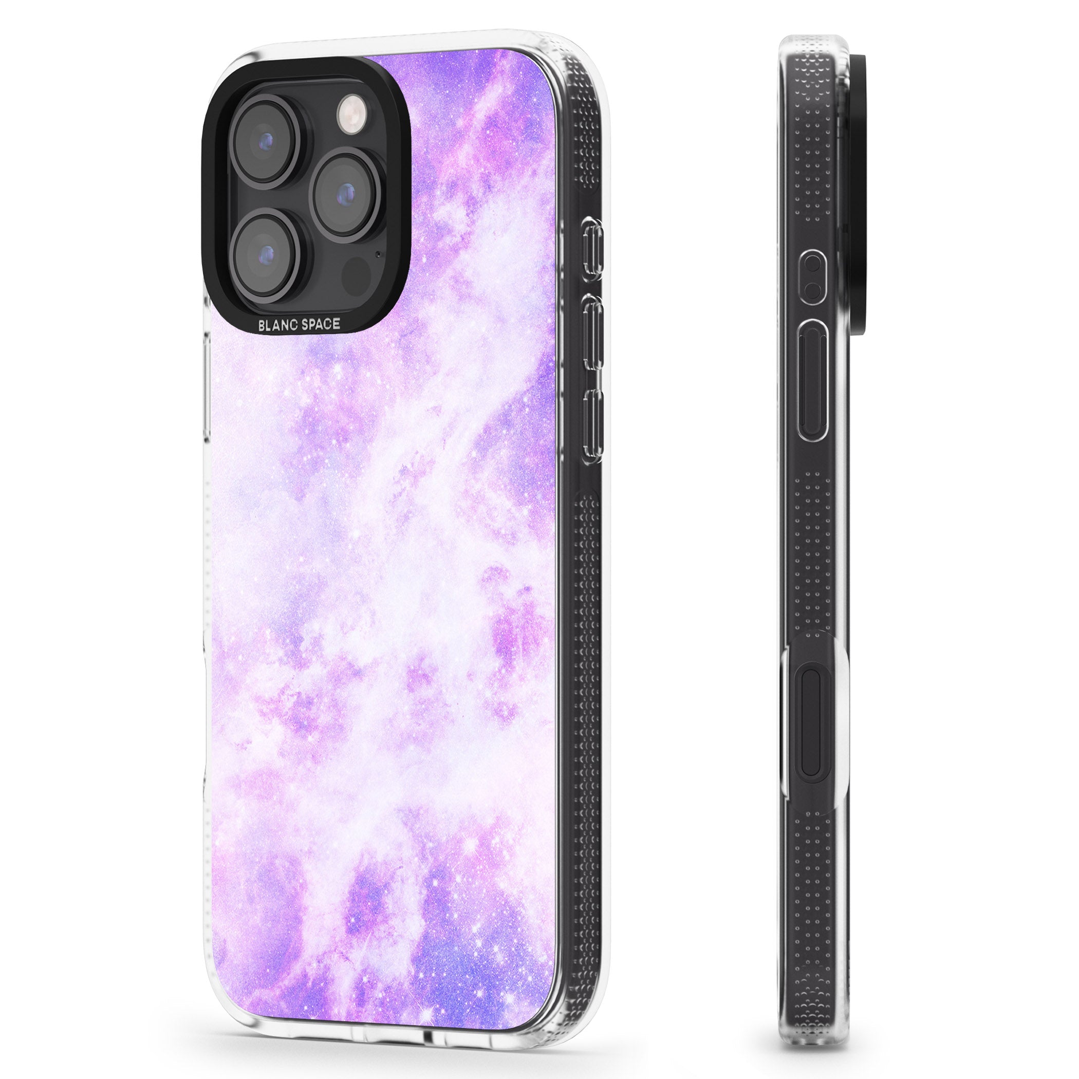 Purple Galaxy Pattern Design iPhone 16 Pro Max / 16 Pro Clear Case Impact Air - Blanc Space