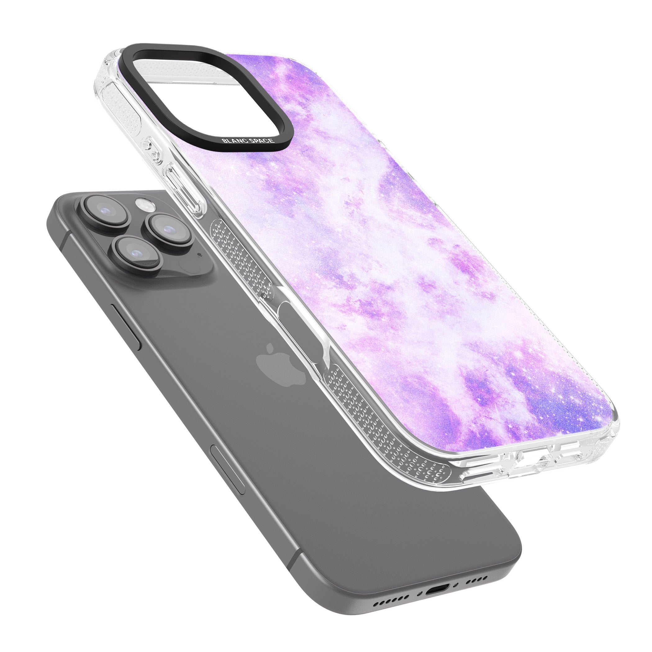 Purple Galaxy Pattern Design iPhone 16 Pro Max / 16 Pro Clear Case Impact Air - Blanc Space