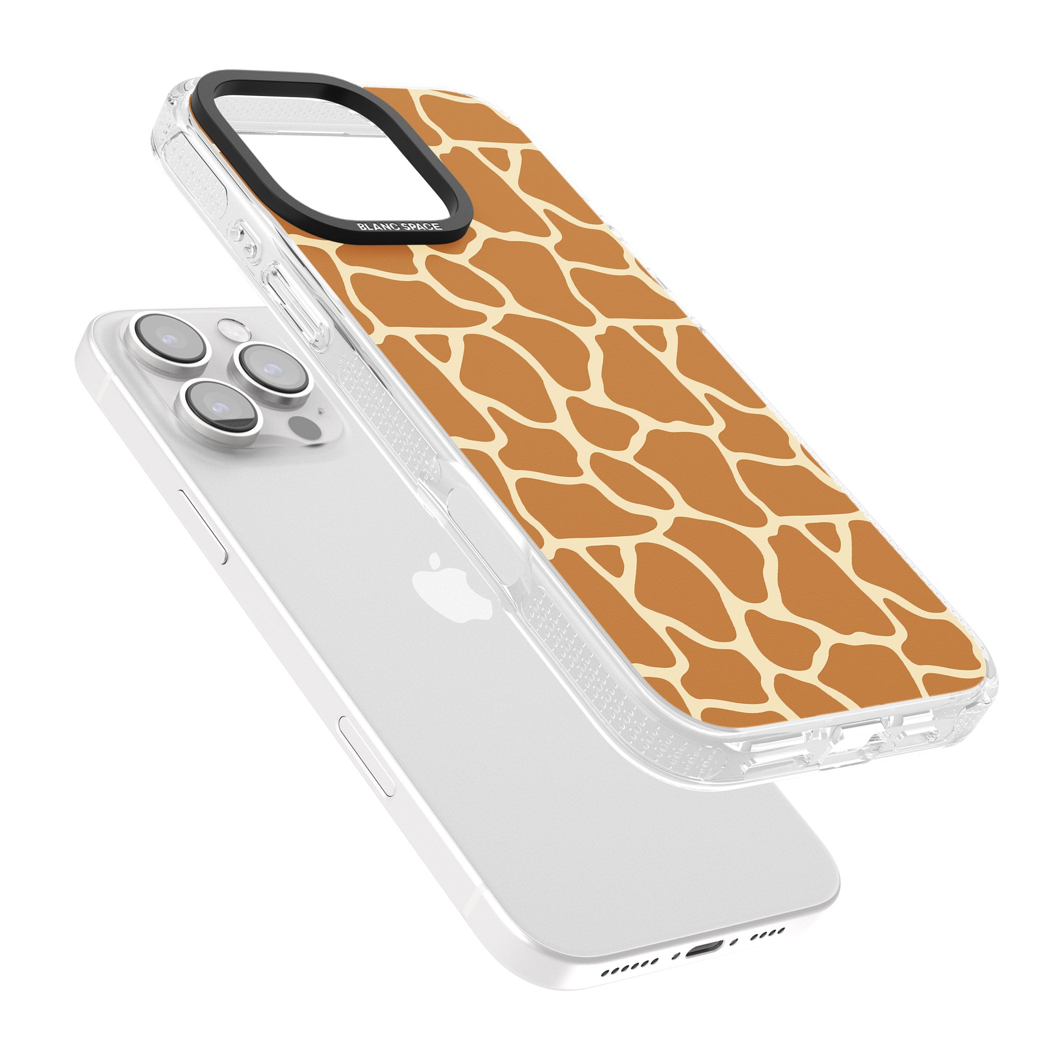 Giraffe Pattern iPhone 16 Pro Max / 16 Pro Clear Case Impact Air - Blanc Space