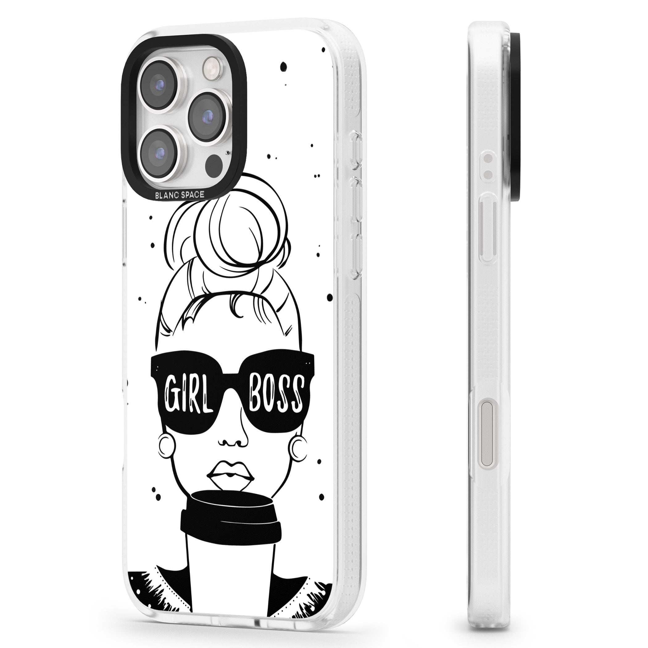 Girl Boss iPhone 16 Pro Max / 16 Pro Clear Case Impact Air - Blanc Space