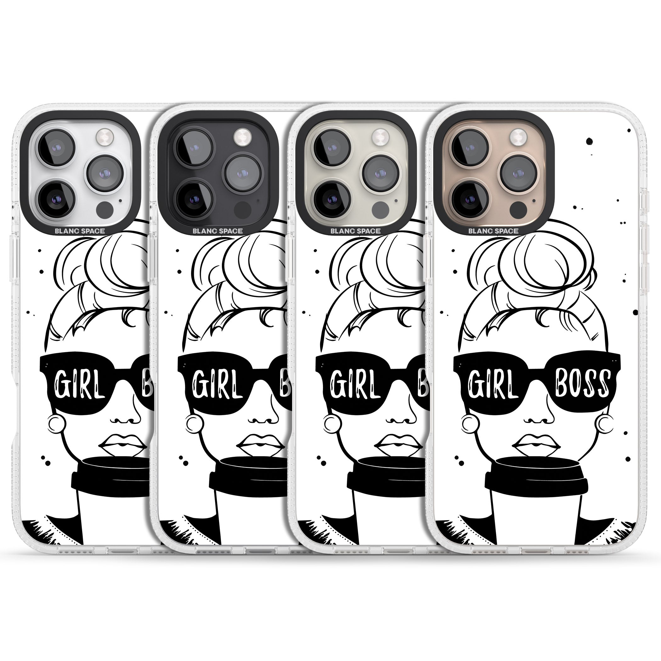 Girl Boss iPhone 16 Pro Max / 16 Pro Clear Case Impact Air - Blanc Space