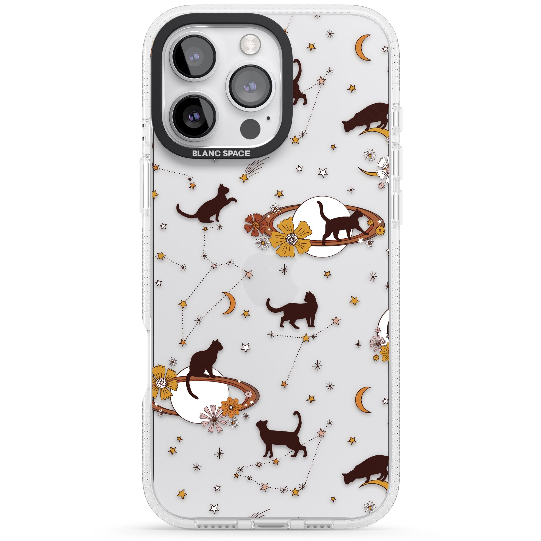 Halloween Cats and Astrology iPhone 16 Pro Max / 16 Pro Clear Case Impact Air - Blanc Space