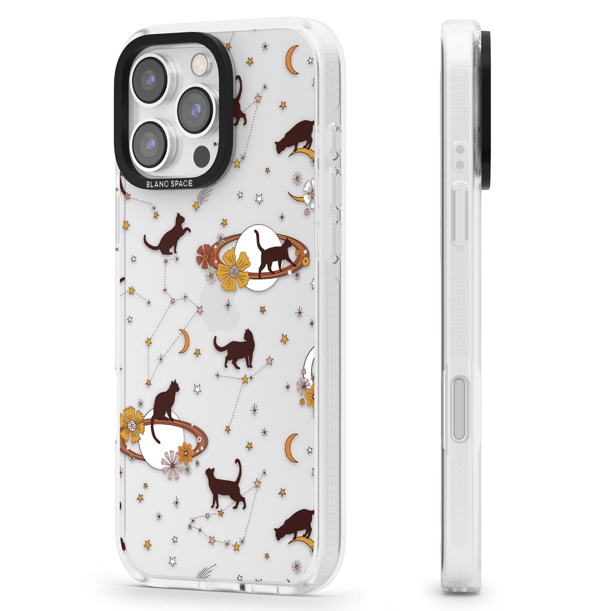 Halloween Cats and Astrology iPhone 16 Pro Max / 16 Pro Clear Case Impact Air - Blanc Space
