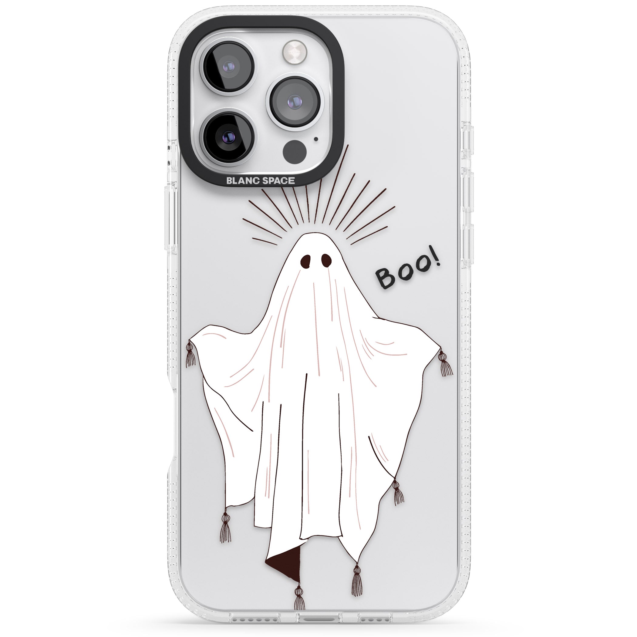 BOO! iPhone 16 Pro Max / 16 Pro Clear Case Impact Air - Blanc Space
