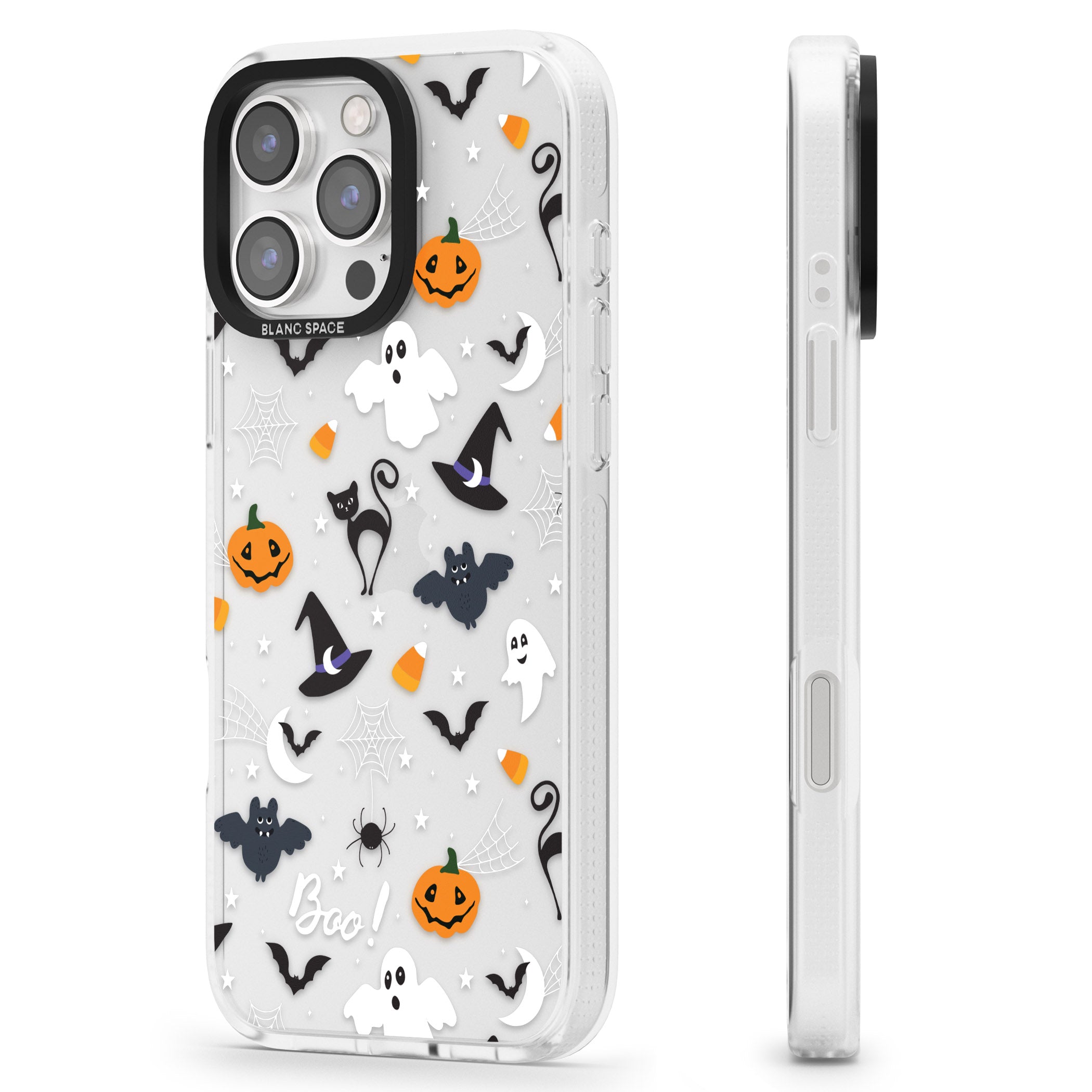 Halloween Mix Pattern iPhone 16 Pro Max / 16 Pro Clear Case Impact Air - Blanc Space