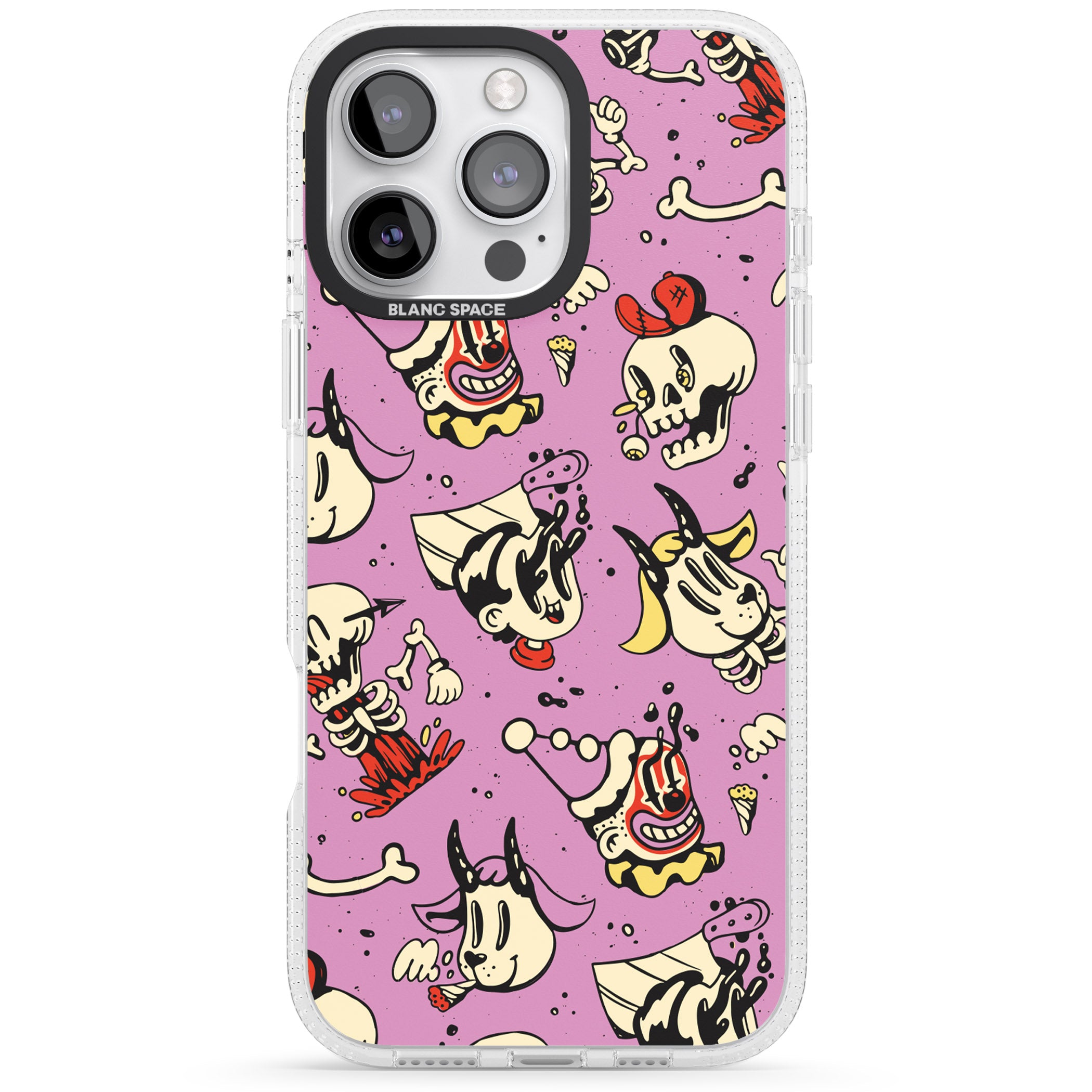 Purple Retro Halloween Pattern iPhone 16 Pro Max / 16 Pro Clear Case Impact Air - Blanc Space