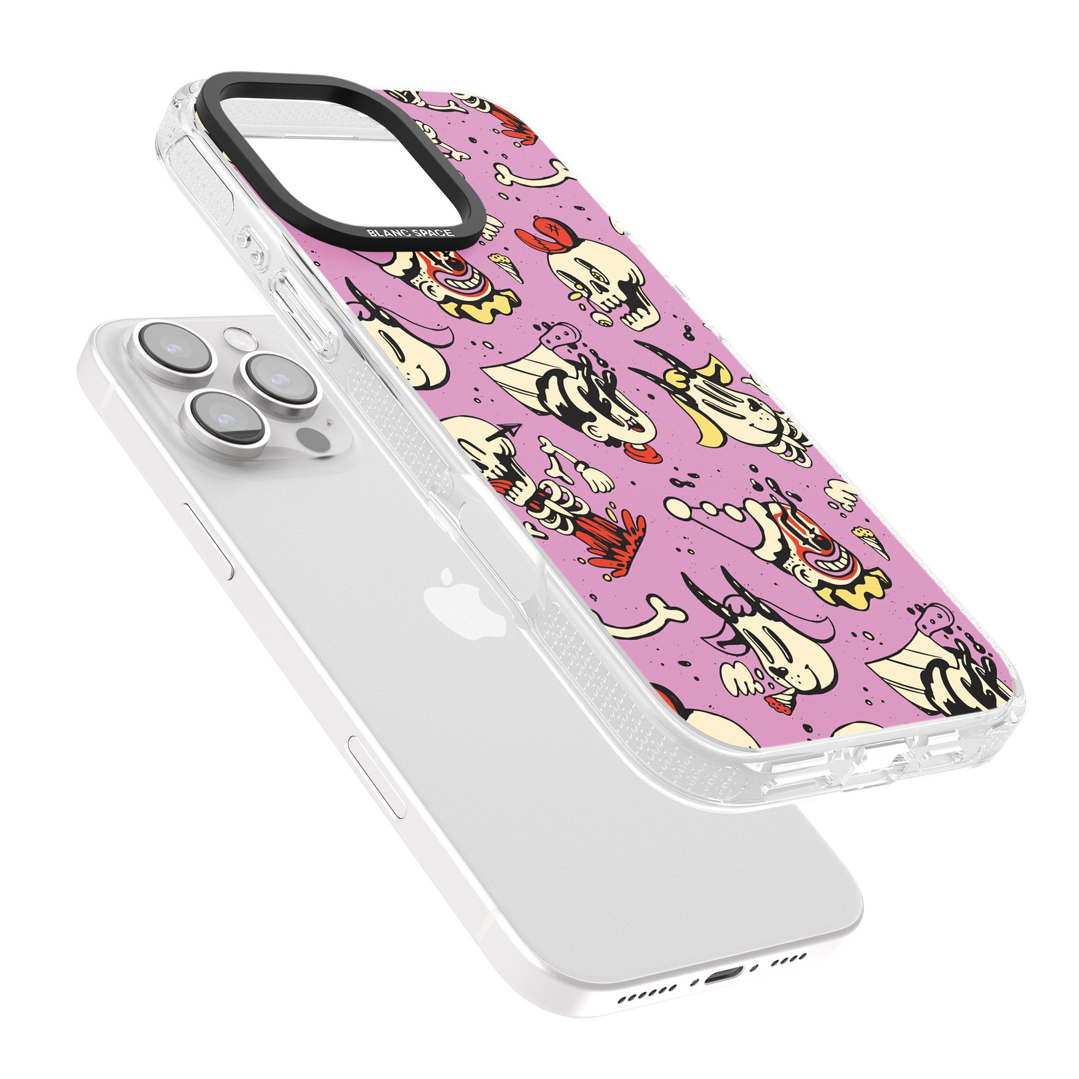 Purple Retro Halloween Pattern iPhone 16 Pro Max / 16 Pro Clear Case Impact Air - Blanc Space