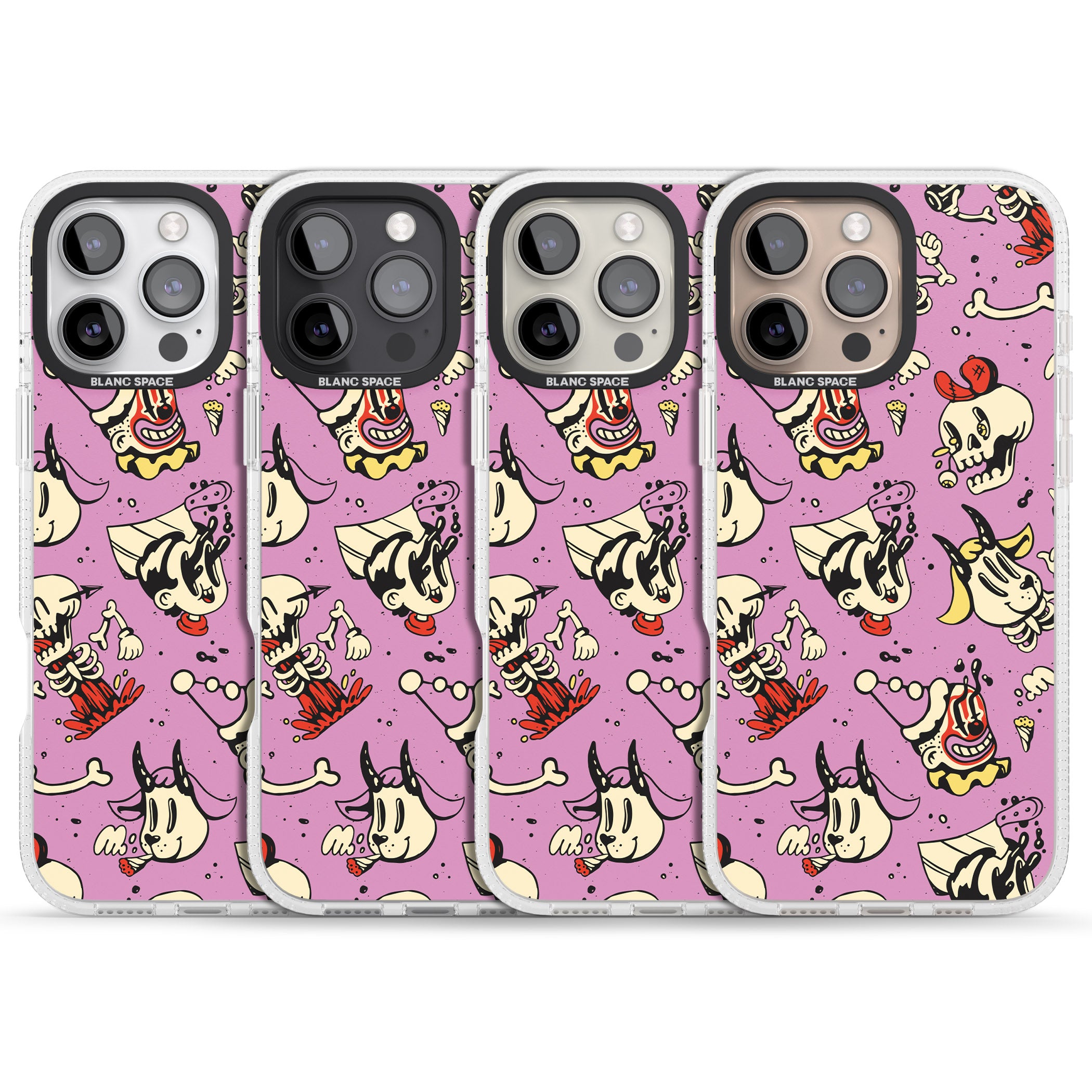 Purple Retro Halloween Pattern iPhone 16 Pro Max / 16 Pro Clear Case Impact Air - Blanc Space