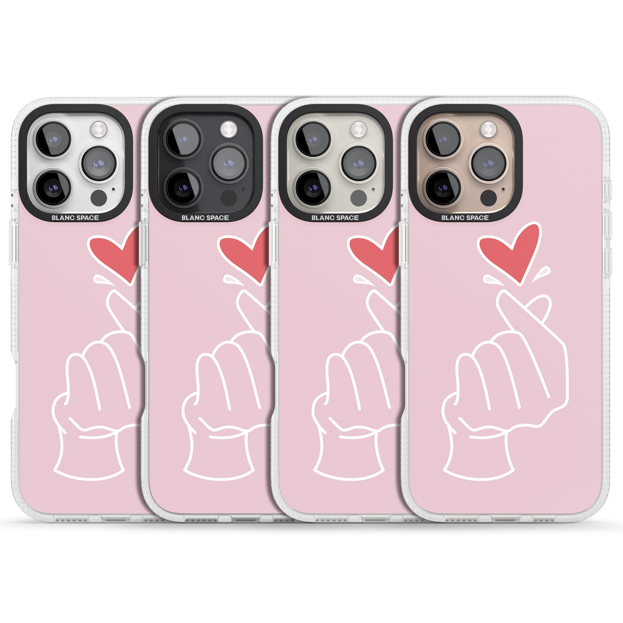 Pink Finger Heart iPhone 16 Pro Max / 16 Pro Clear Case Impact Air - Blanc Space