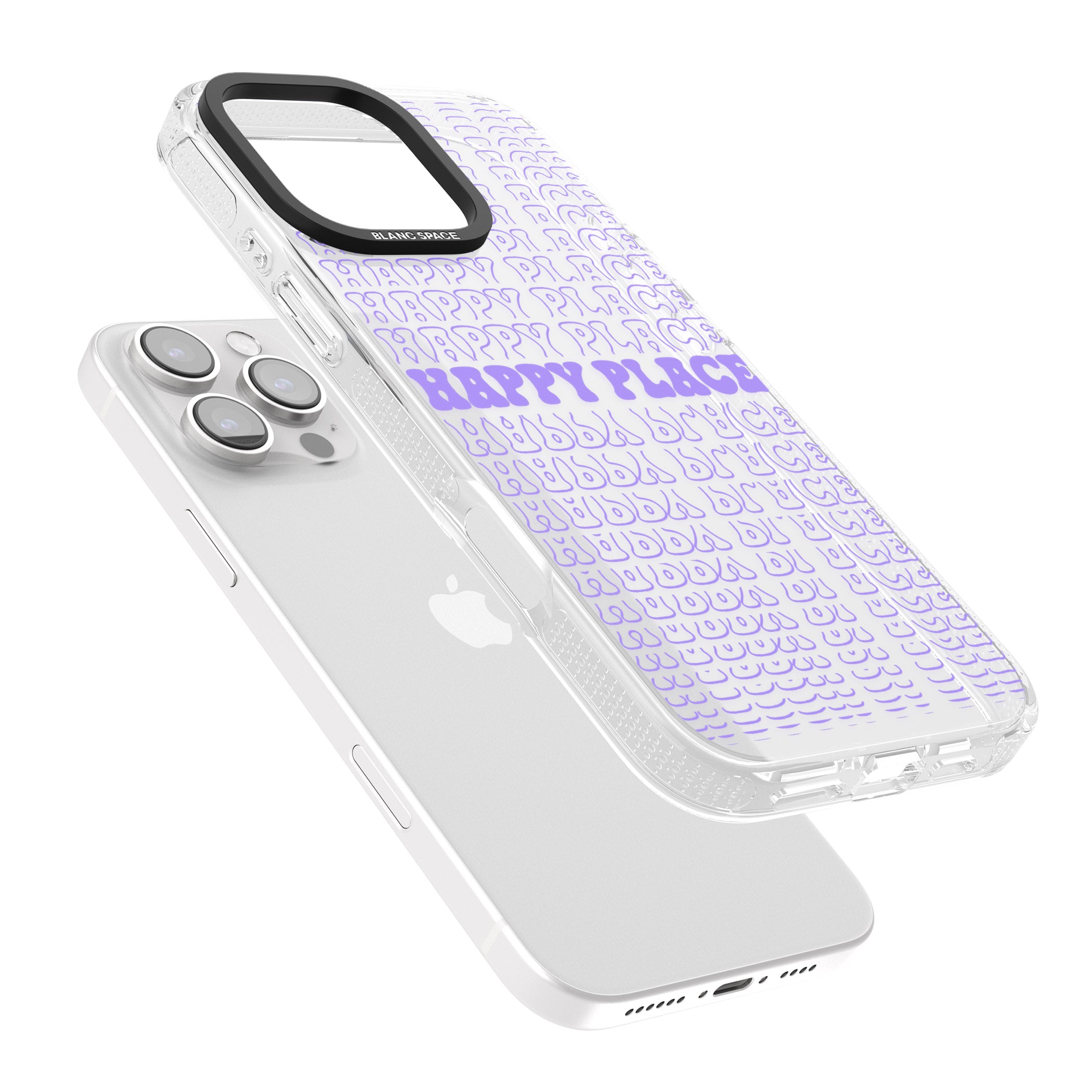 Happy Place (Purple) iPhone 16 Pro Max / 16 Pro Clear Case Impact Air - Blanc Space
