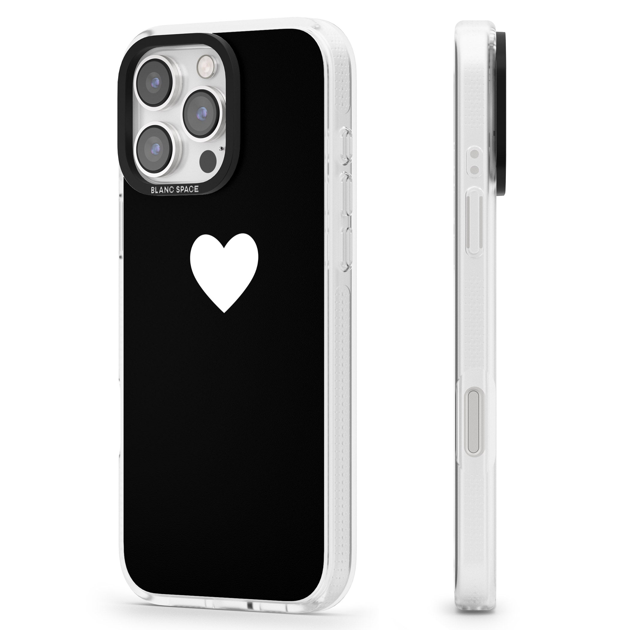 Single Heart Design: White & iPhone 16 Pro Max / 16 Pro Clear Case Impact Air - Blanc Space
