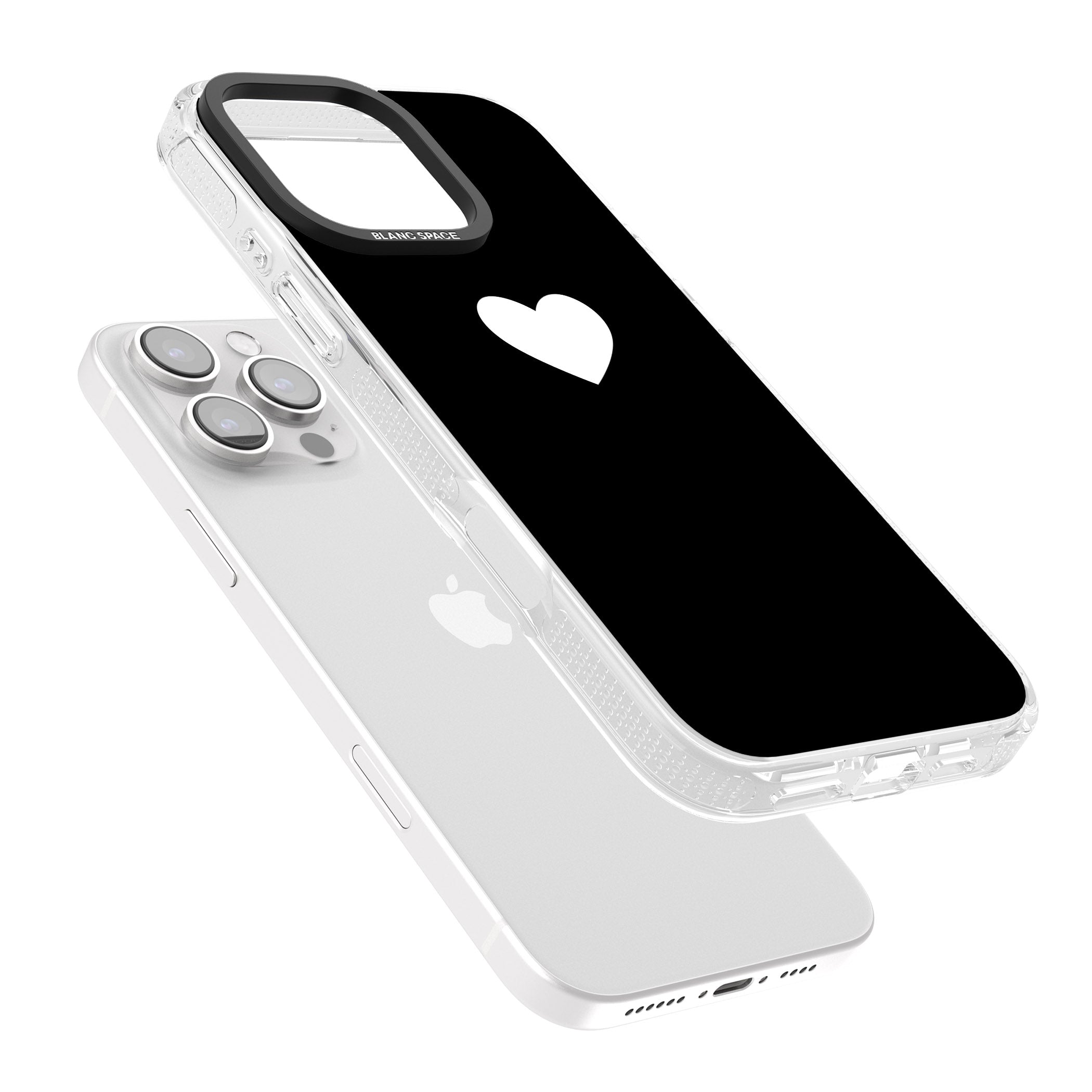 Single Heart Design: White & iPhone 16 Pro Max / 16 Pro Clear Case Impact Air - Blanc Space