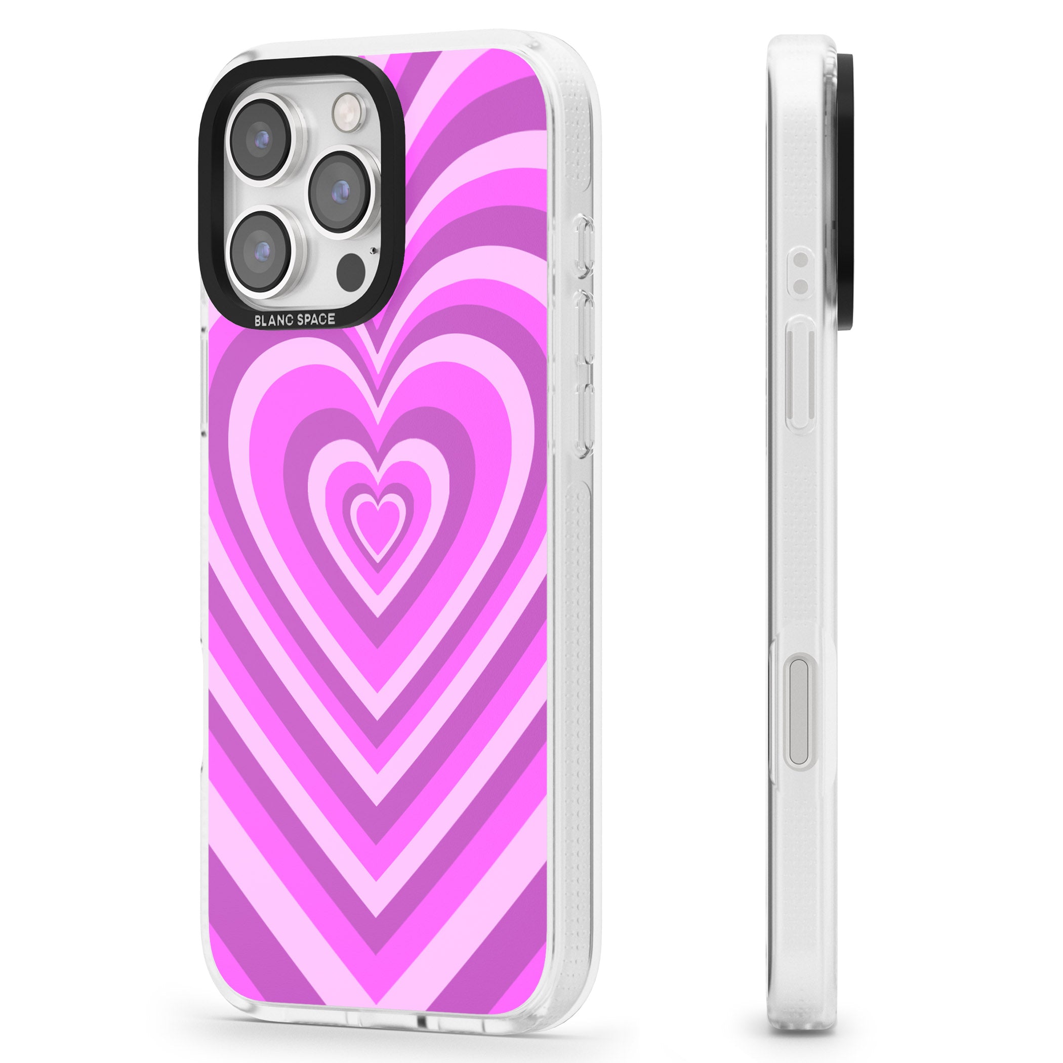 Pink Heart Illusion iPhone 16 Pro Max / 16 Pro Clear Case Impact Air - Blanc Space