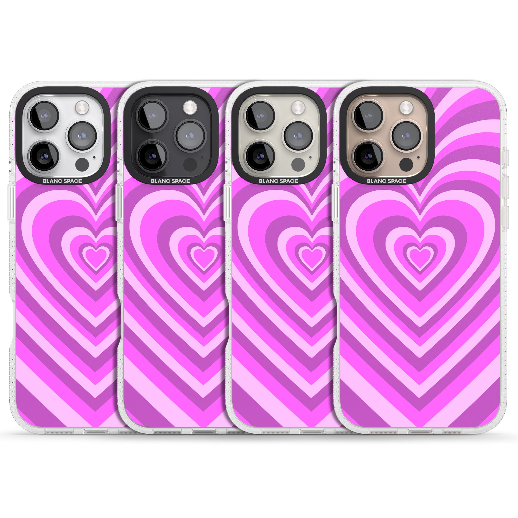 Pink Heart Illusion iPhone 16 Pro Max / 16 Pro Clear Case Impact Air - Blanc Space