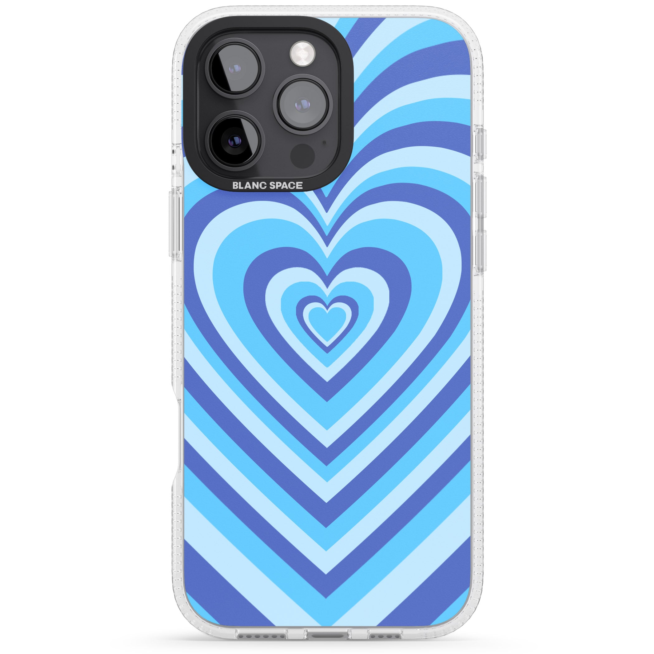 Blue Heart Illusion iPhone 16 Pro Max / 16 Pro Clear Case Impact Air - Blanc Space