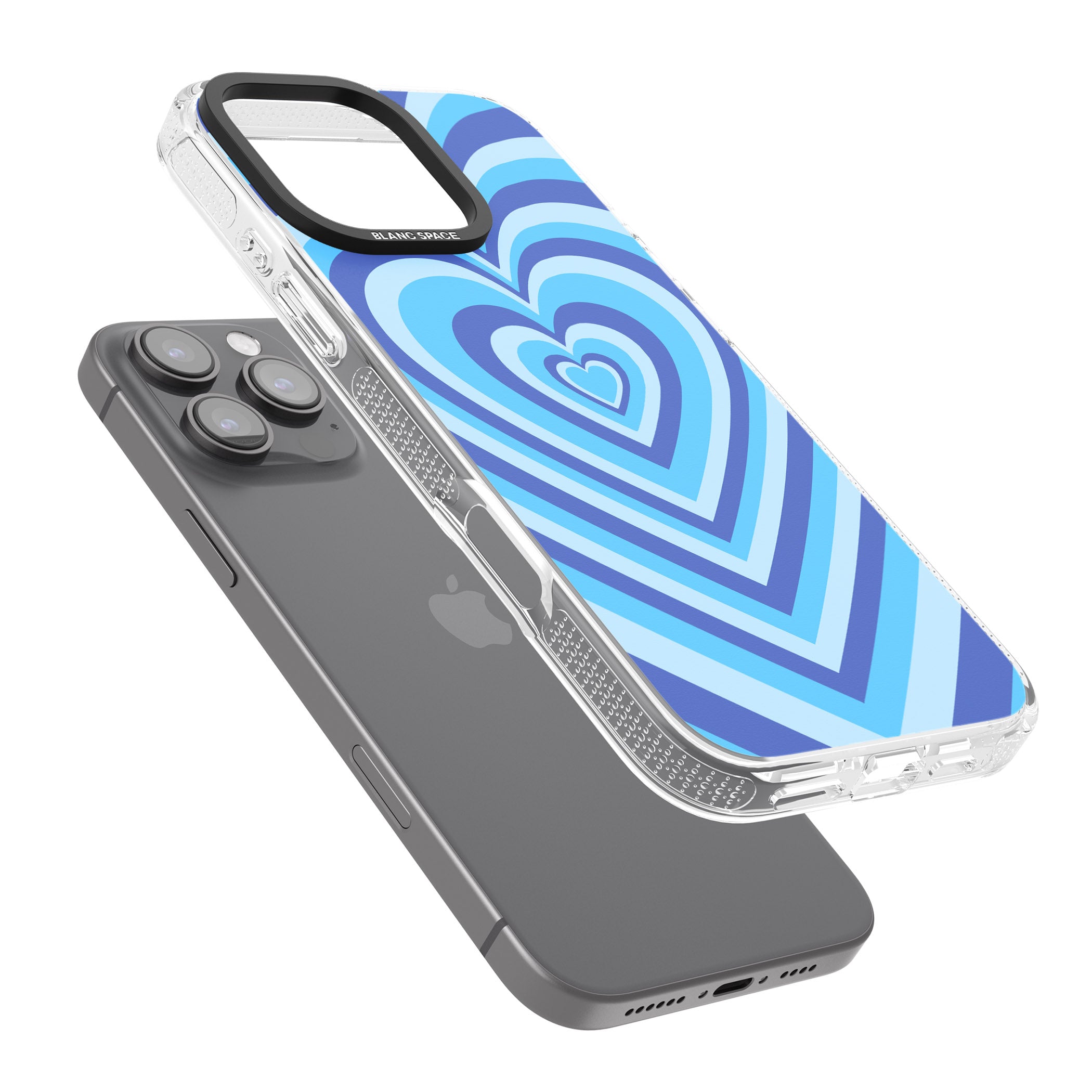 Blue Heart Illusion iPhone 16 Pro Max / 16 Pro Clear Case Impact Air - Blanc Space