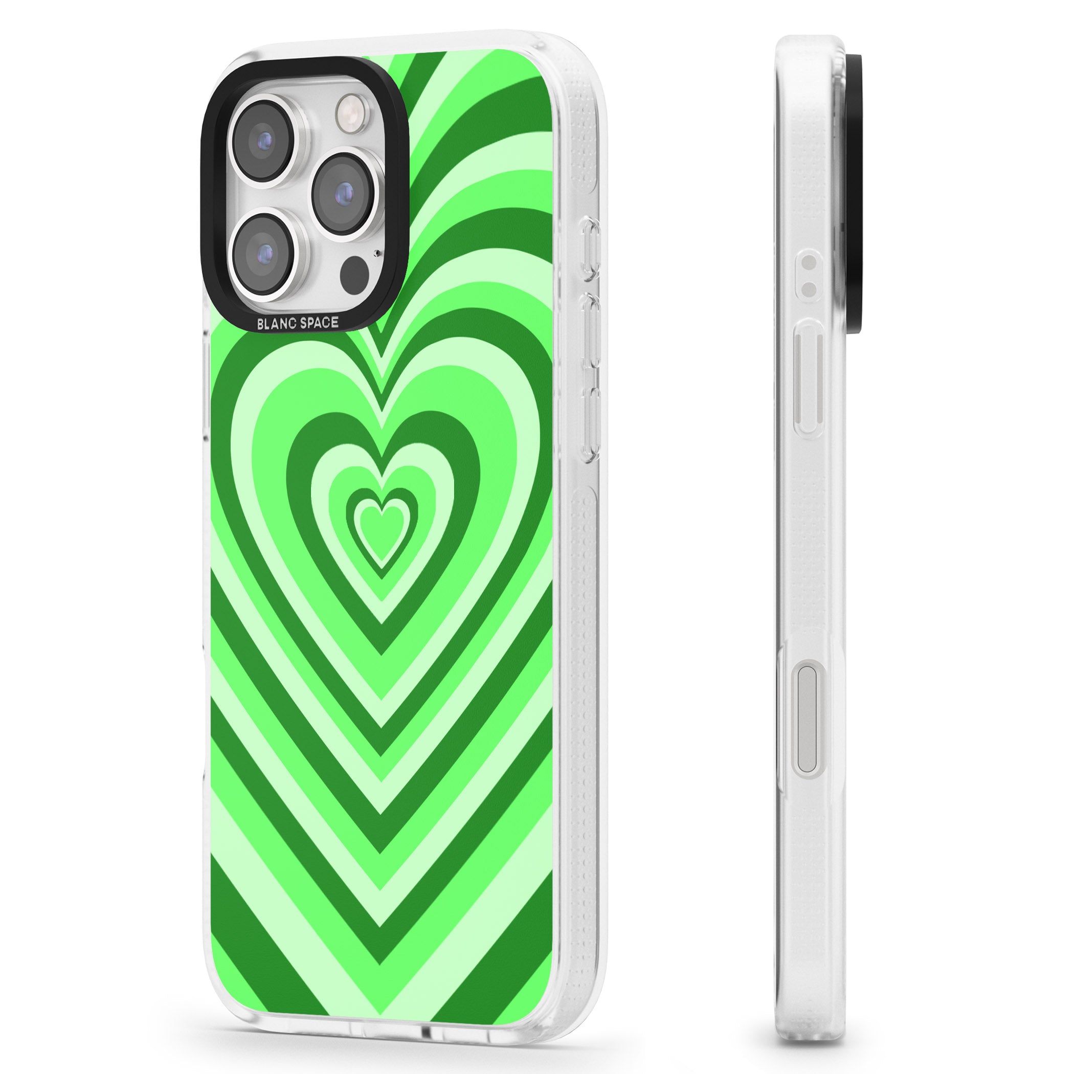 Green Heart Illusion iPhone 16 Pro Max / 16 Pro Clear Case Impact Air - Blanc Space