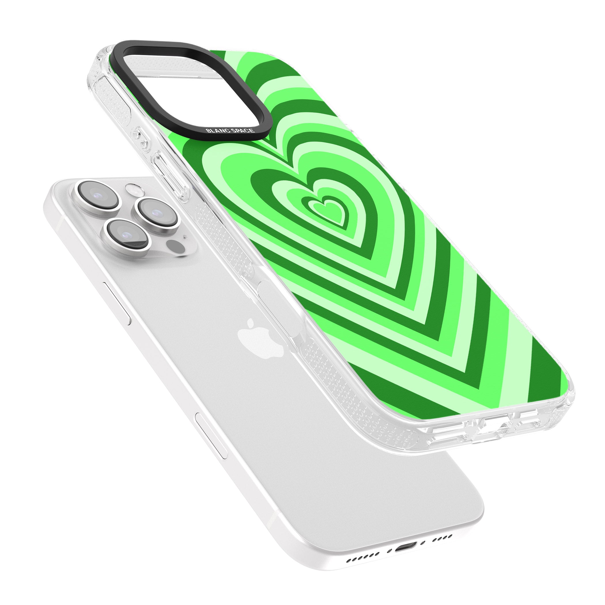 Green Heart Illusion iPhone 16 Pro Max / 16 Pro Clear Case Impact Air - Blanc Space