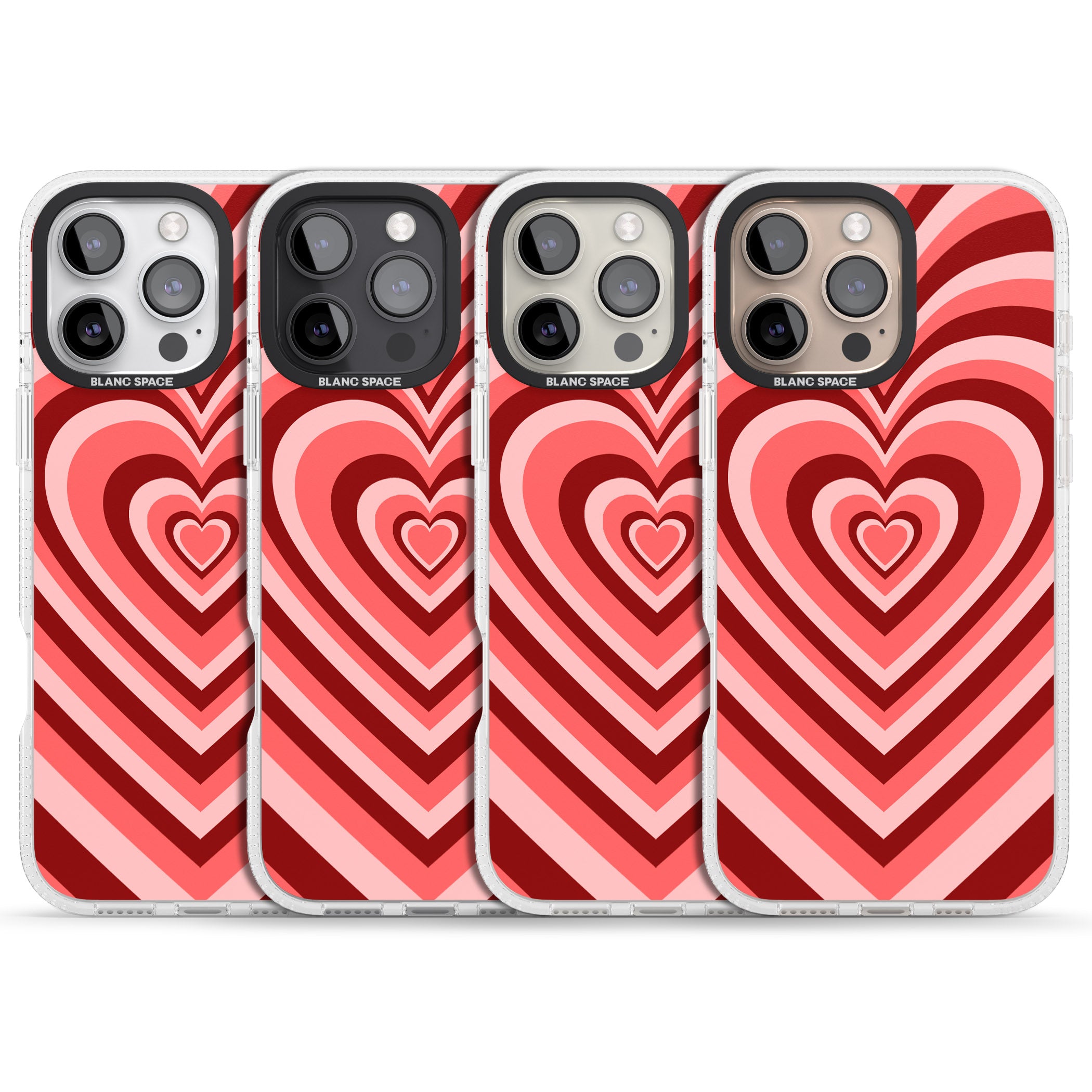 Red Heart Illusion iPhone 16 Pro Max / 16 Pro Clear Case Impact Air - Blanc Space