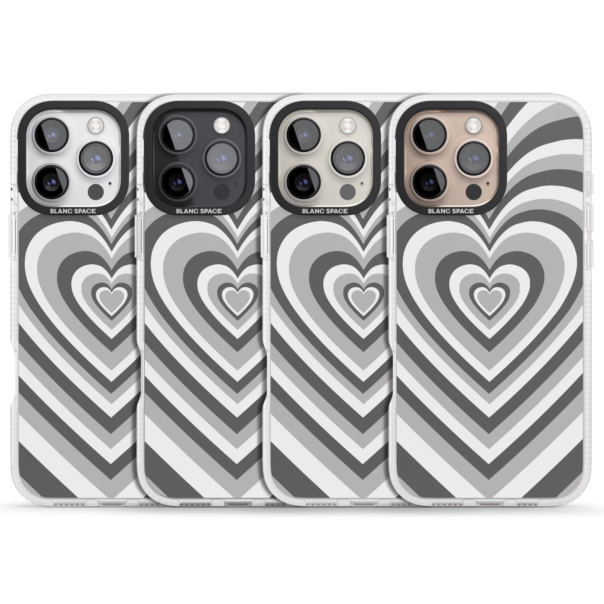 Monochrome Heart Illusion iPhone 16 Pro Max / 16 Pro Clear Case Impact Air - Blanc Space
