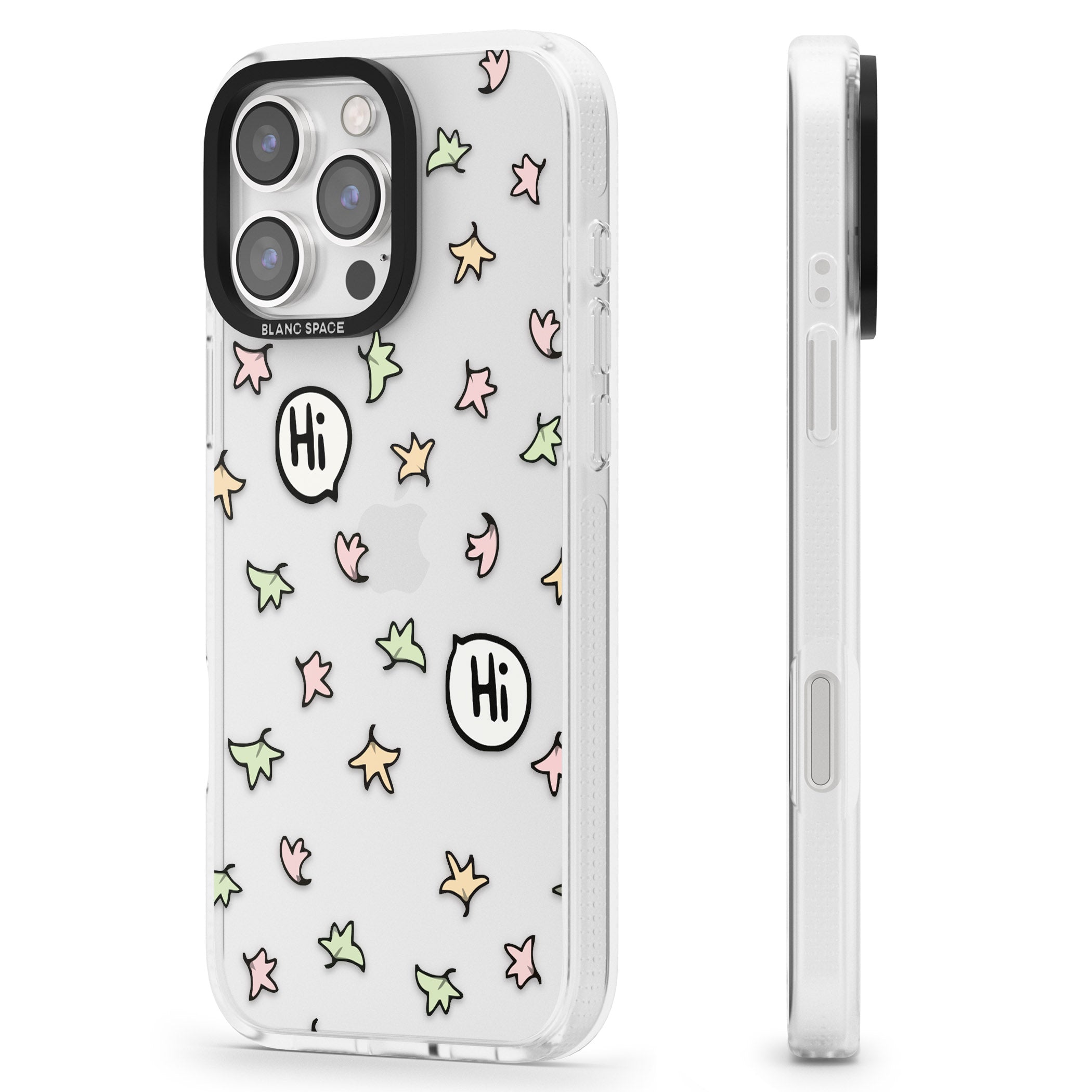 Heartstopper Leaves Pattern iPhone 16 Pro Max / 16 Pro Clear Case Impact Air - Blanc Space