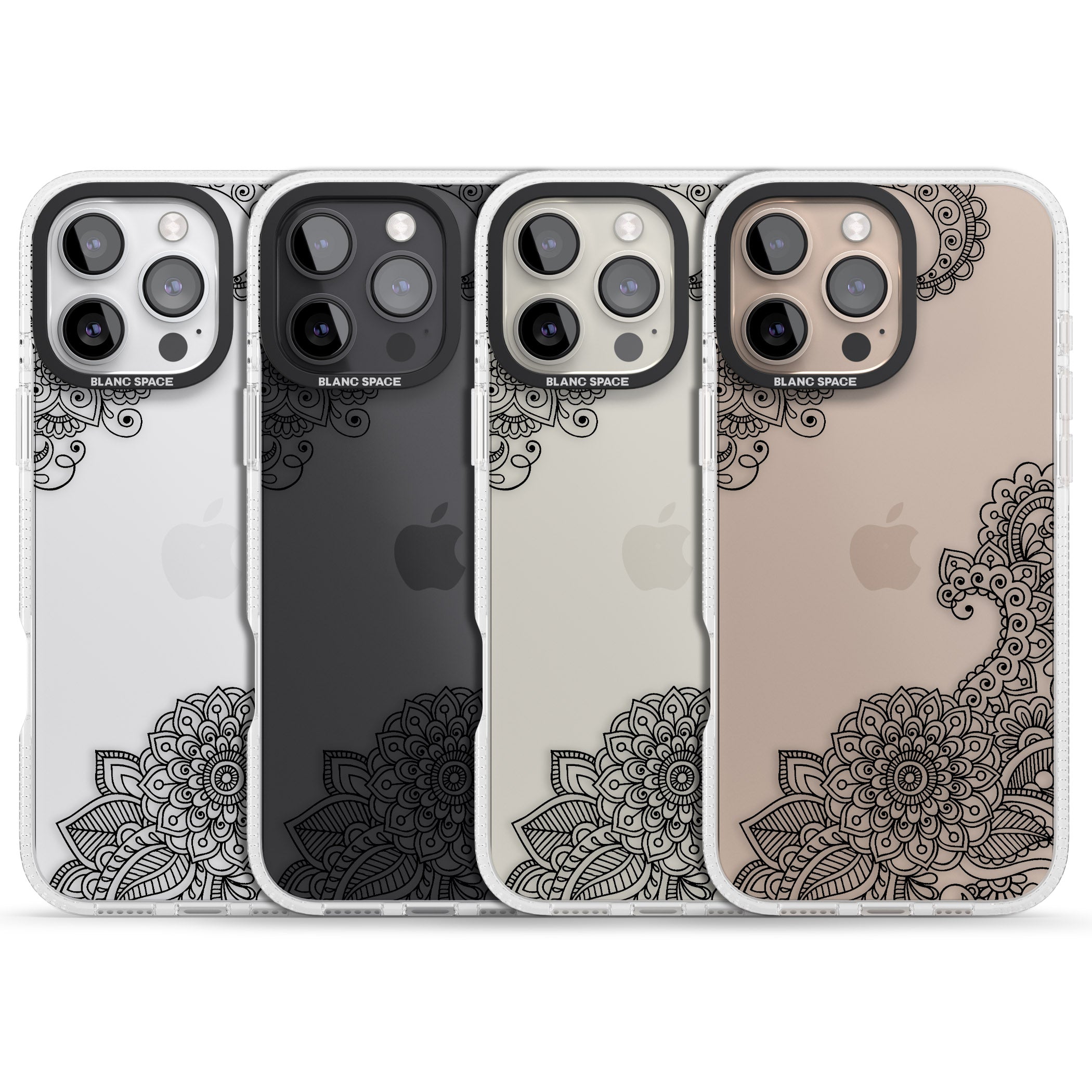 Black Henna Botanicals iPhone 16 Pro Max / 16 Pro Clear Case Impact Air - Blanc Space