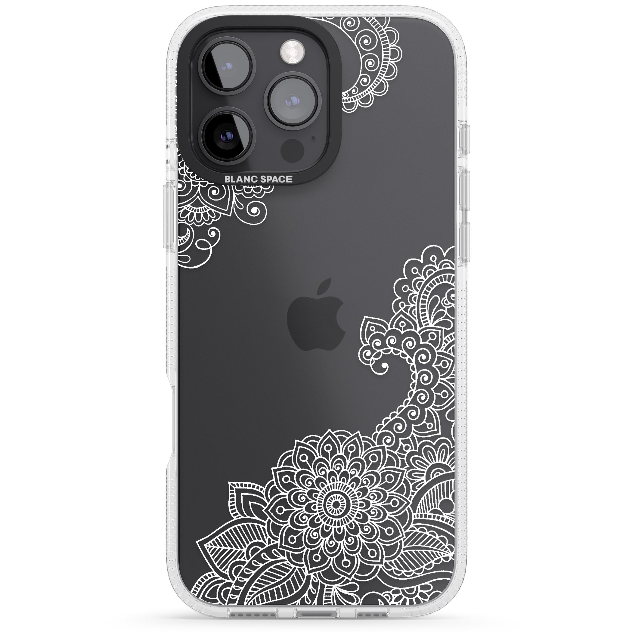 White Henna Botanicals iPhone 16 Pro Max / 16 Pro Clear Case Impact Air - Blanc Space