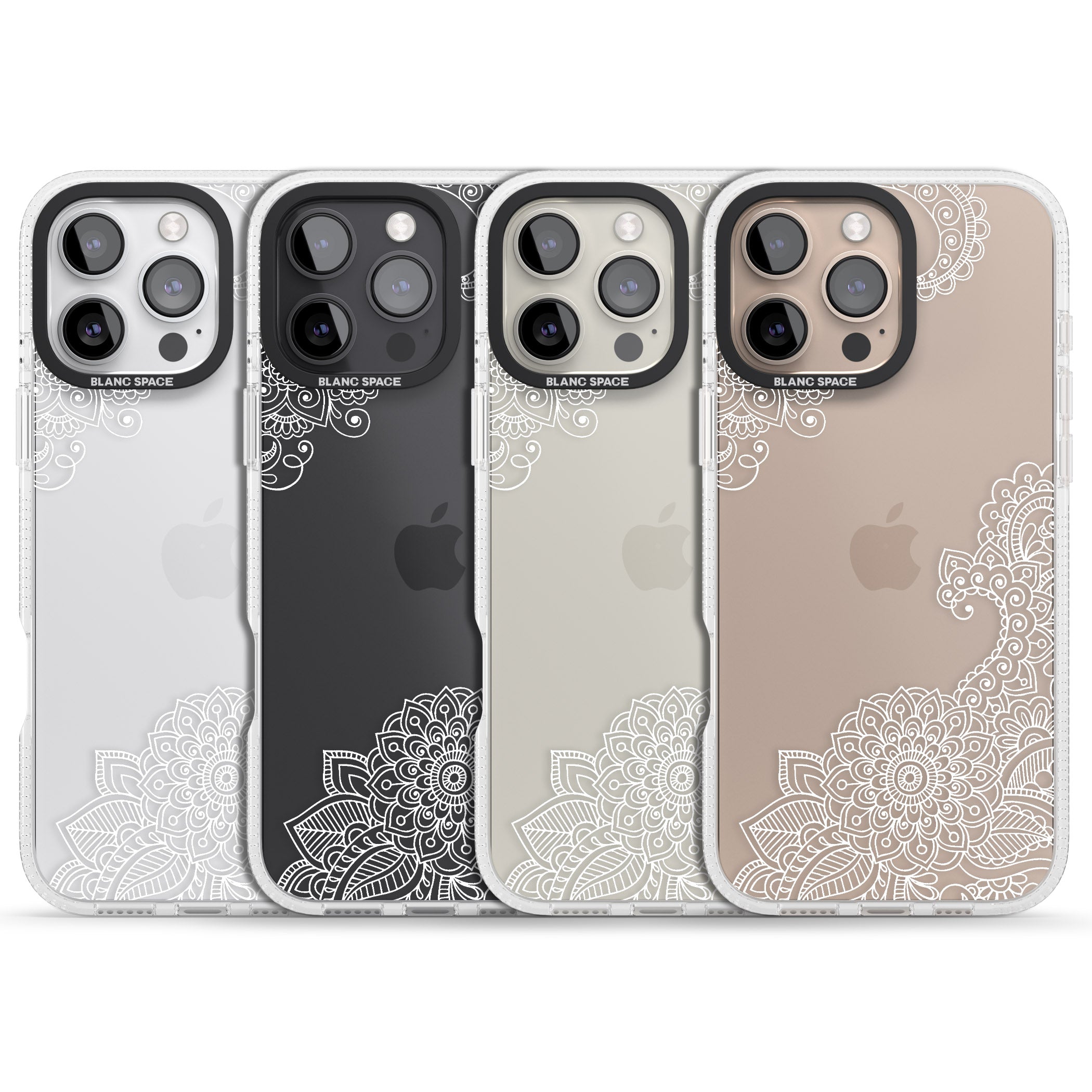 White Henna Botanicals iPhone 16 Pro Max / 16 Pro Clear Case Impact Air - Blanc Space