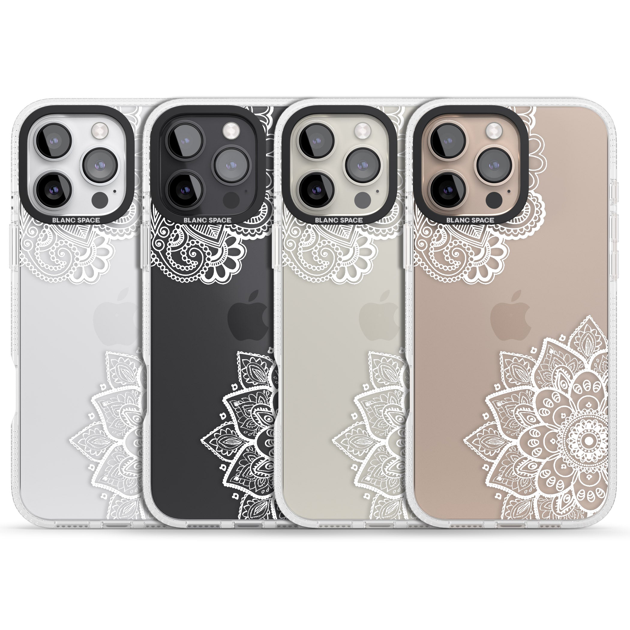 White Henna Florals iPhone 16 Pro Max / 16 Pro Clear Case Impact Air - Blanc Space