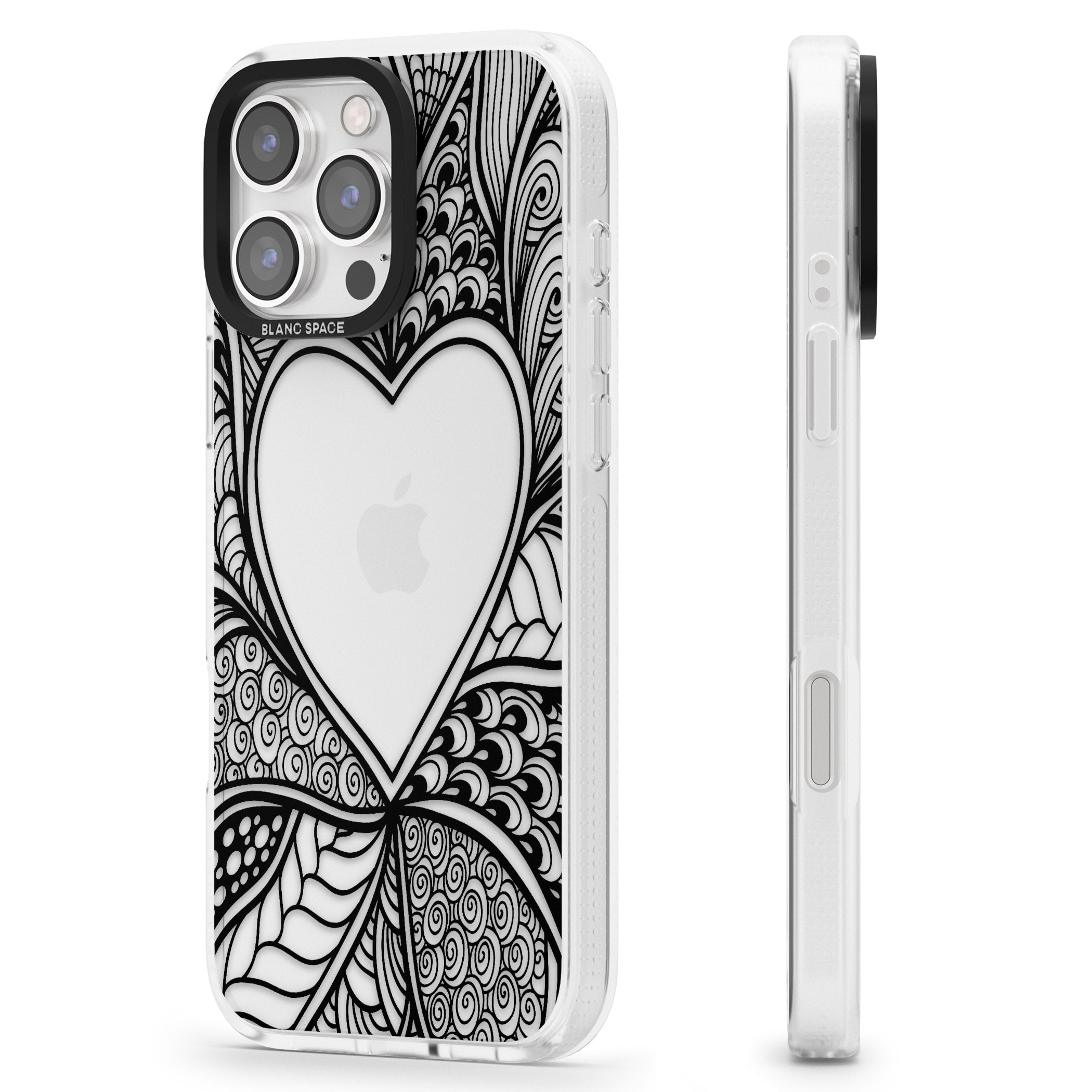 Black Henna Heart iPhone 16 Pro Max / 16 Pro Clear Case Impact Air - Blanc Space
