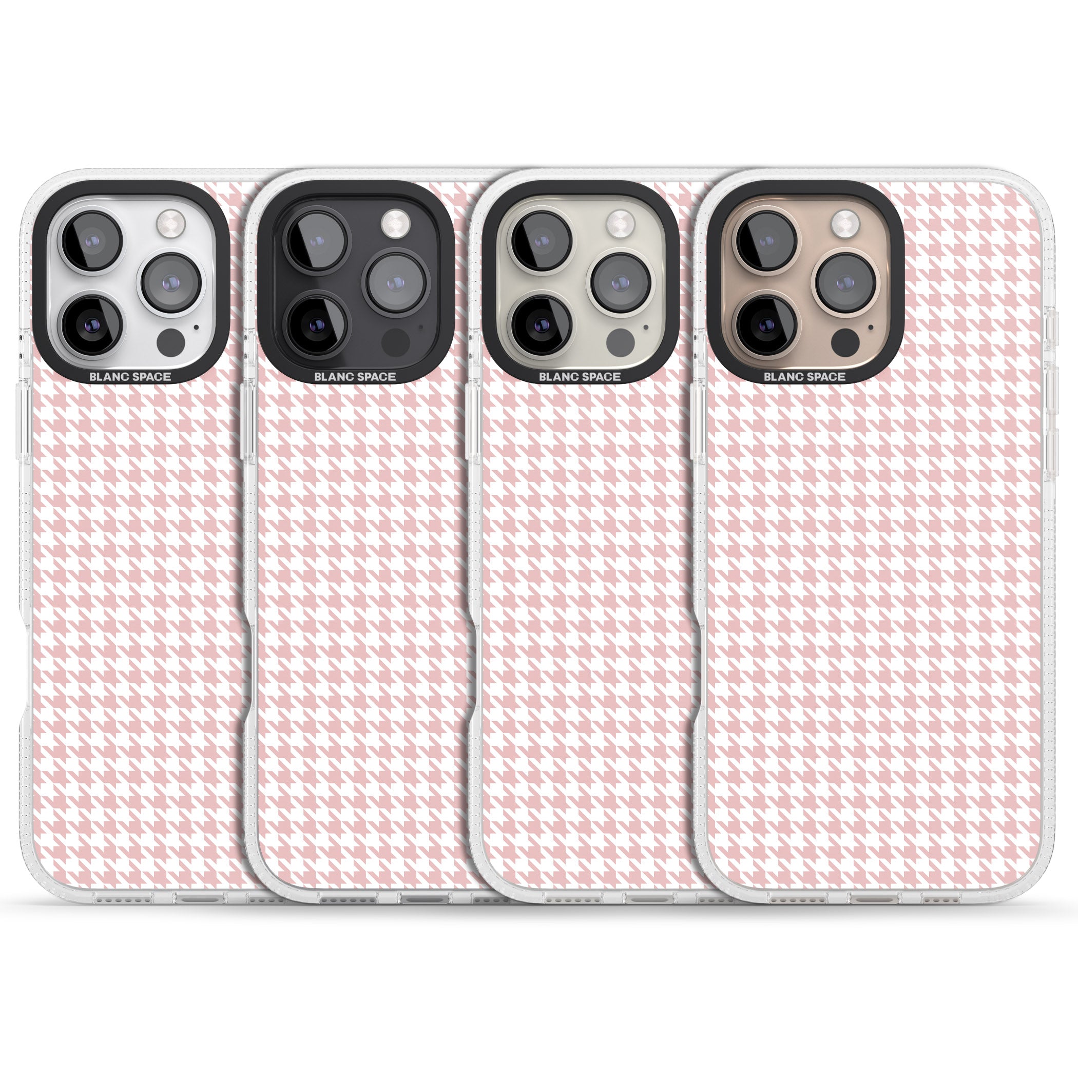 Pink Houndstooth Pattern iPhone 16 Pro Max / 16 Pro Clear Case Impact Air - Blanc Space