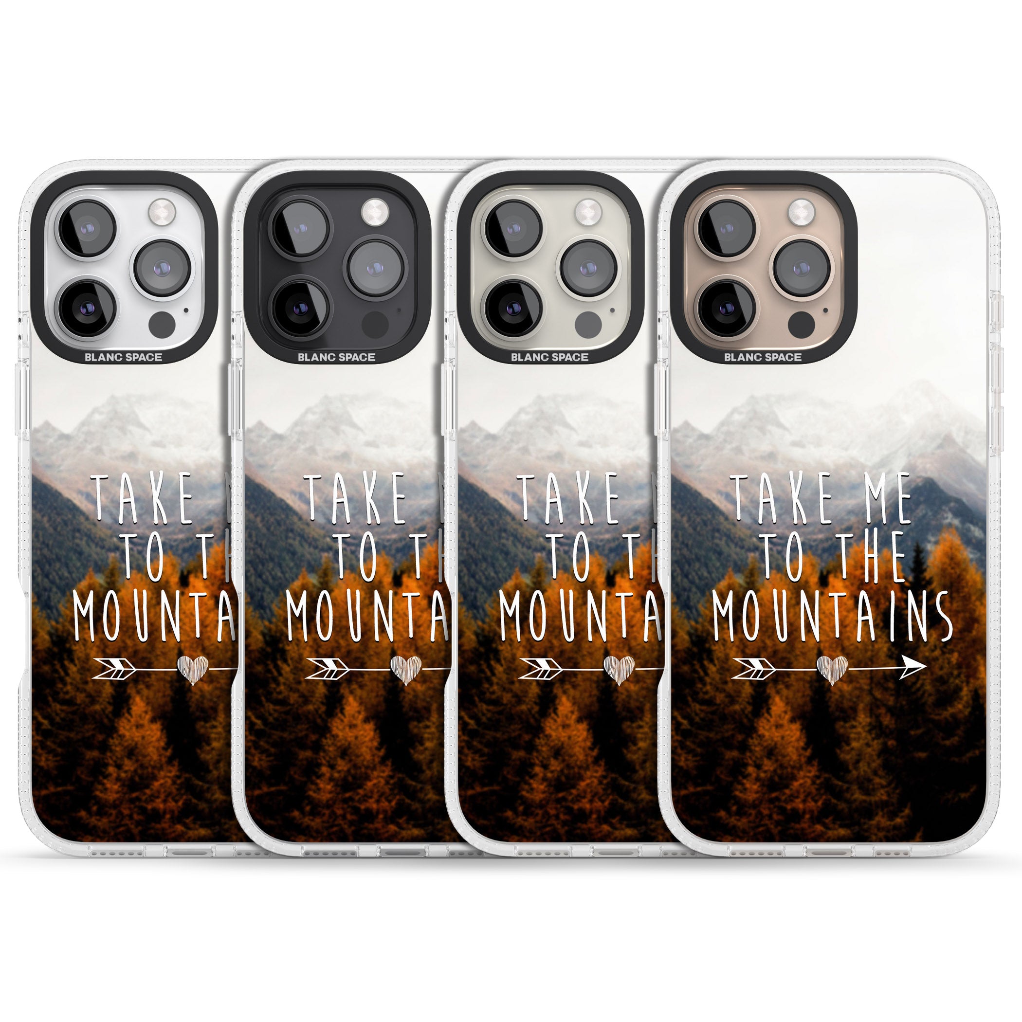 Take Me Mountains Quote iPhone 16 Pro Max / 16 Pro Clear Case Impact Air - Blanc Space