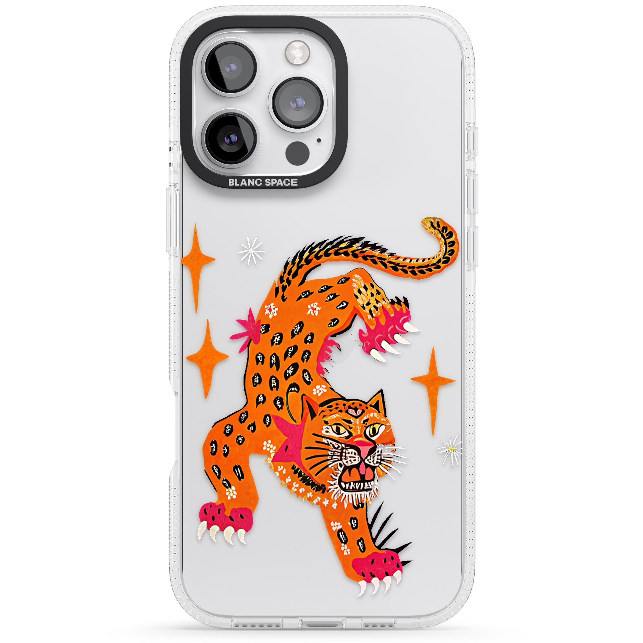 Fierce Jaguar (Clear) iPhone 16 Pro Max / 16 Pro Clear Case Impact Air - Blanc Space