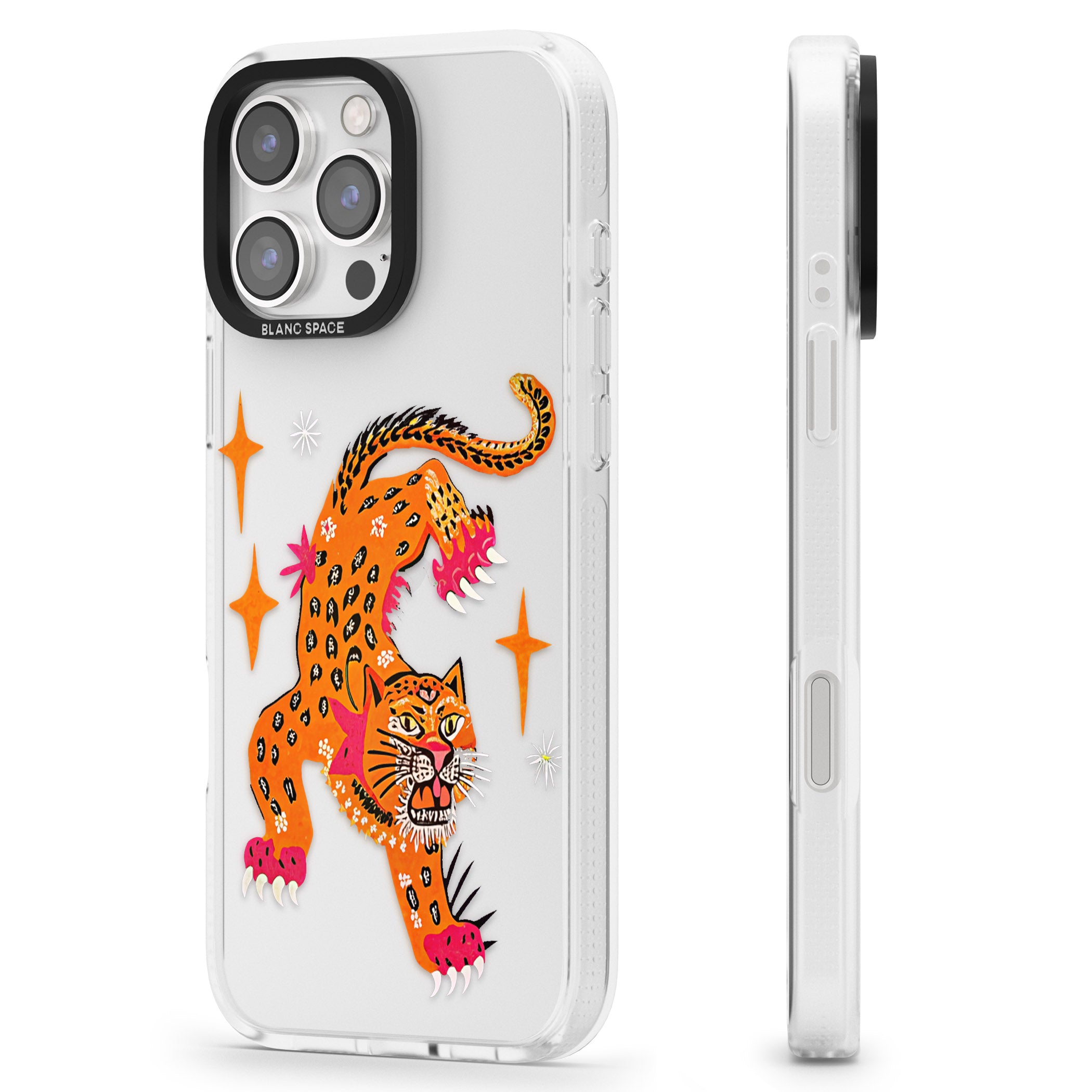 Fierce Jaguar (Clear) iPhone 16 Pro Max / 16 Pro Clear Case Impact Air - Blanc Space