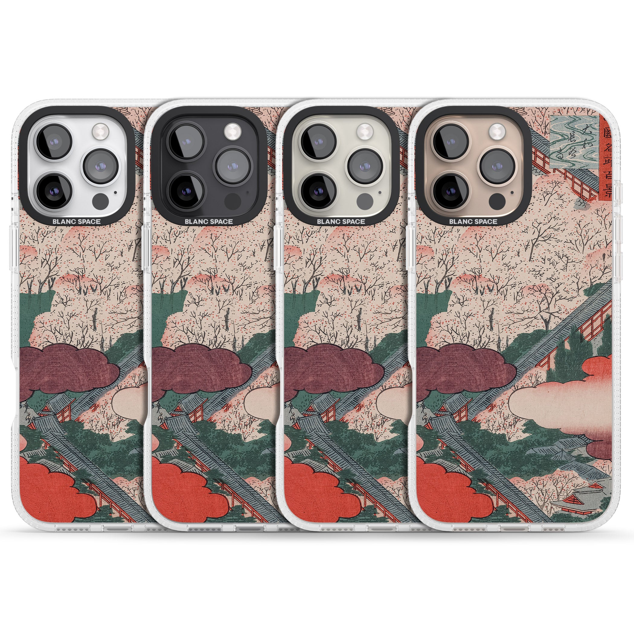 Vintage Japanese Illustrations Japanese City iPhone 16 Pro Max / 16 Pro Clear Case Impact Air - Blanc Space
