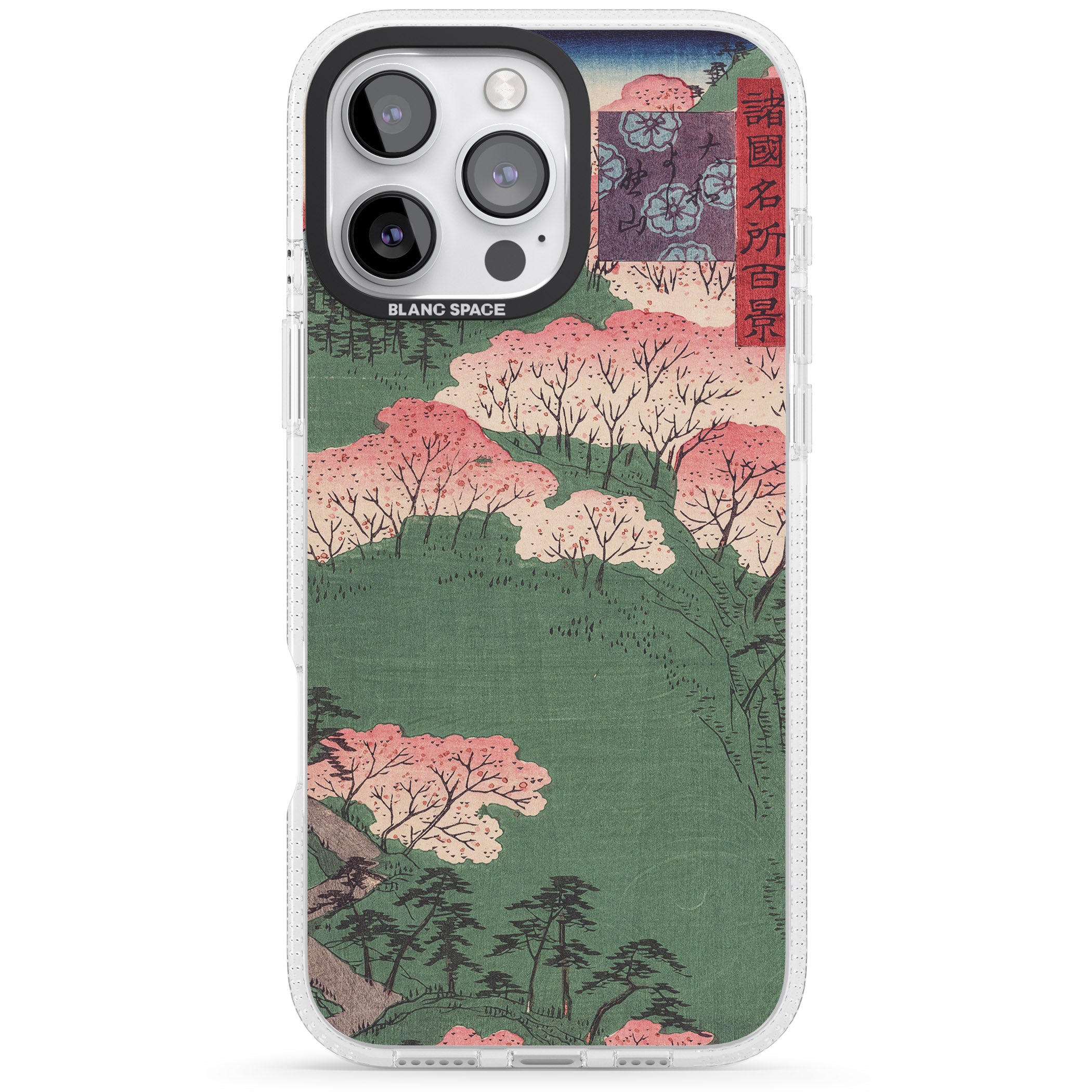 Japanese Illustration Cherry Blossom Forest iPhone 16 Pro Max / 16 Pro Clear Case Impact Air - Blanc Space