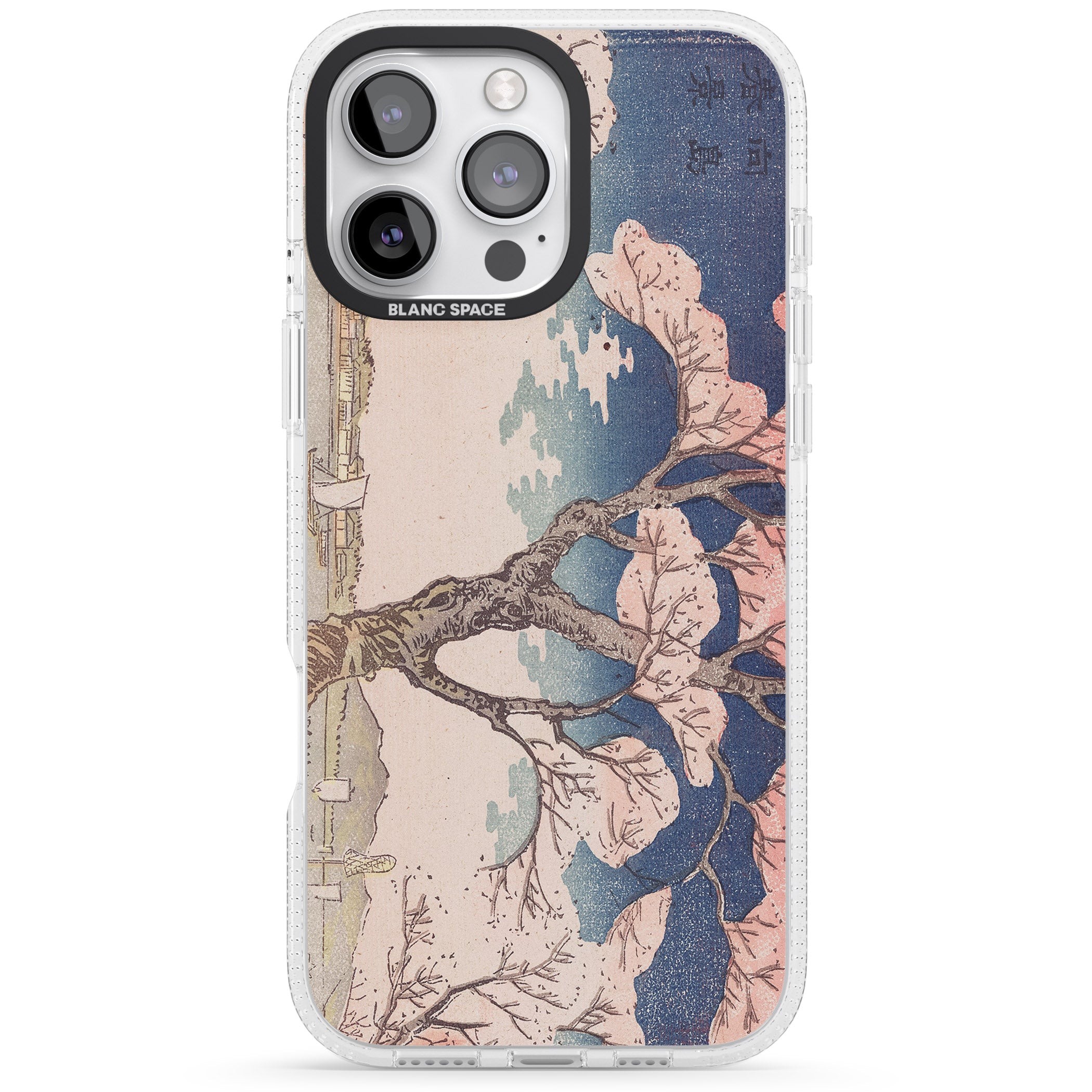 Vintage Japanese Illustrations Cherry Tree iPhone 16 Pro Max / 16 Pro Clear Case Impact Air - Blanc Space