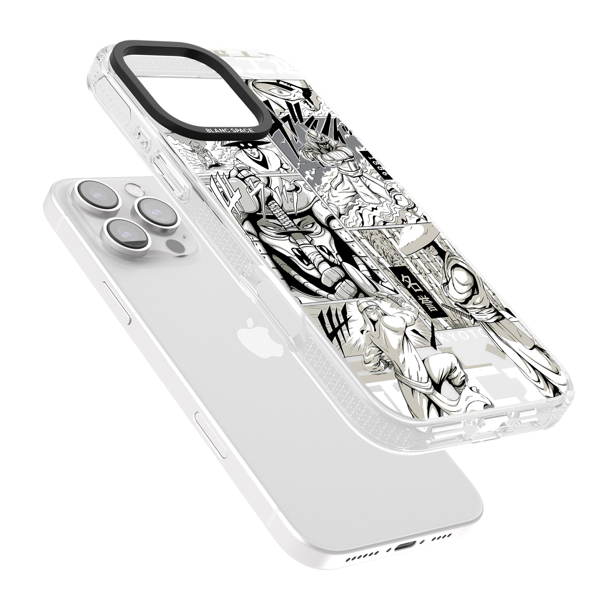 Greyscale Anime Comic iPhone 16 Pro Max / 16 Pro Clear Case Impact Air - Blanc Space