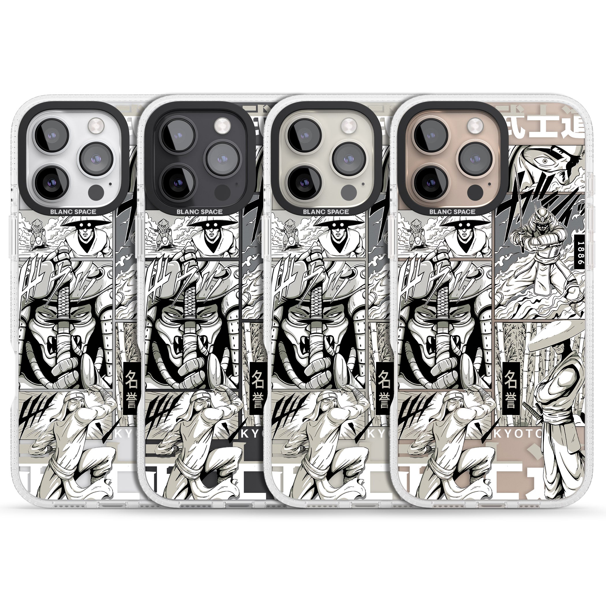 Greyscale Anime Comic iPhone 16 Pro Max / 16 Pro Clear Case Impact Air - Blanc Space