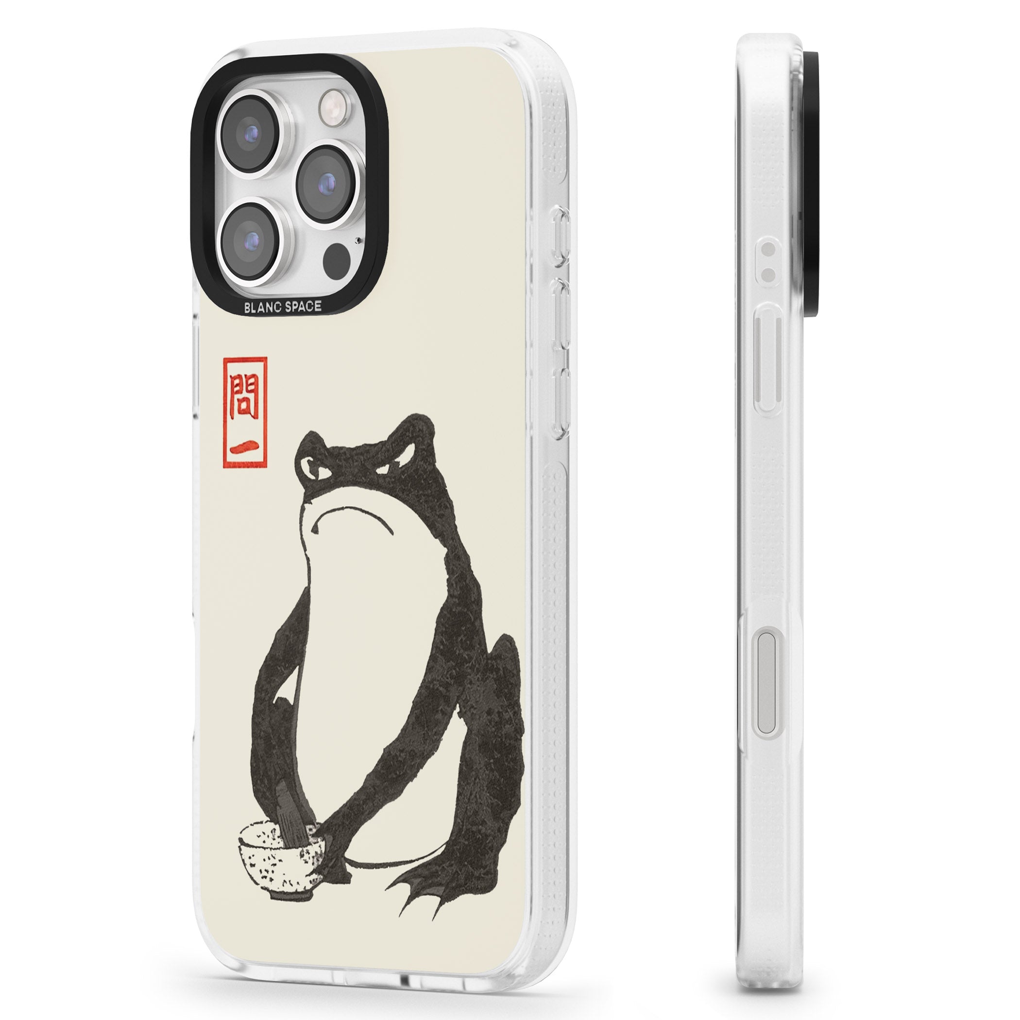 Matsumoto Hoji Grumpy Toad iPhone 16 Pro Max / 16 Pro Clear Case Impact Air - Blanc Space