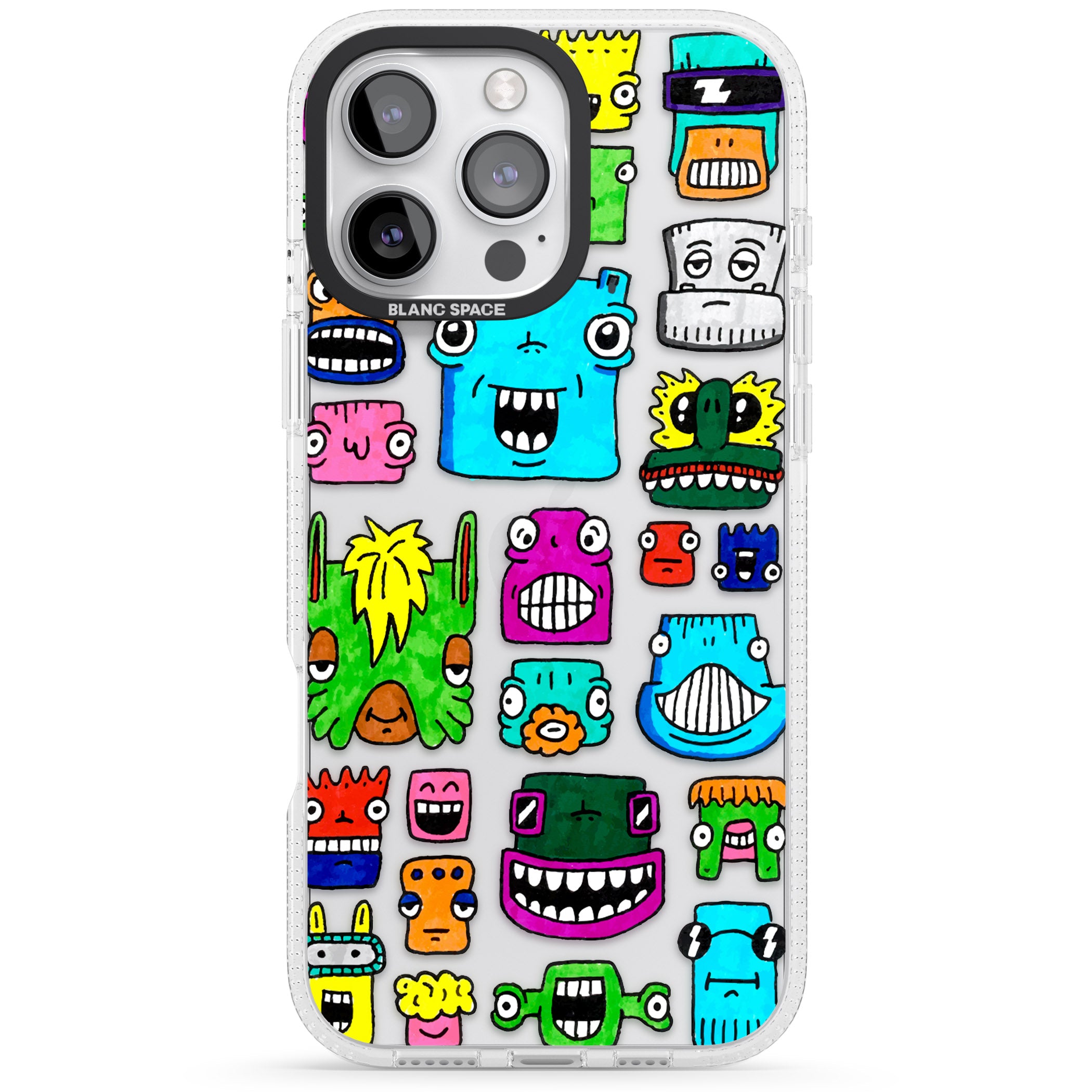 Burst Heads Colour iPhone 16 Pro Max / 16 Pro Clear Case Impact Air - Blanc Space